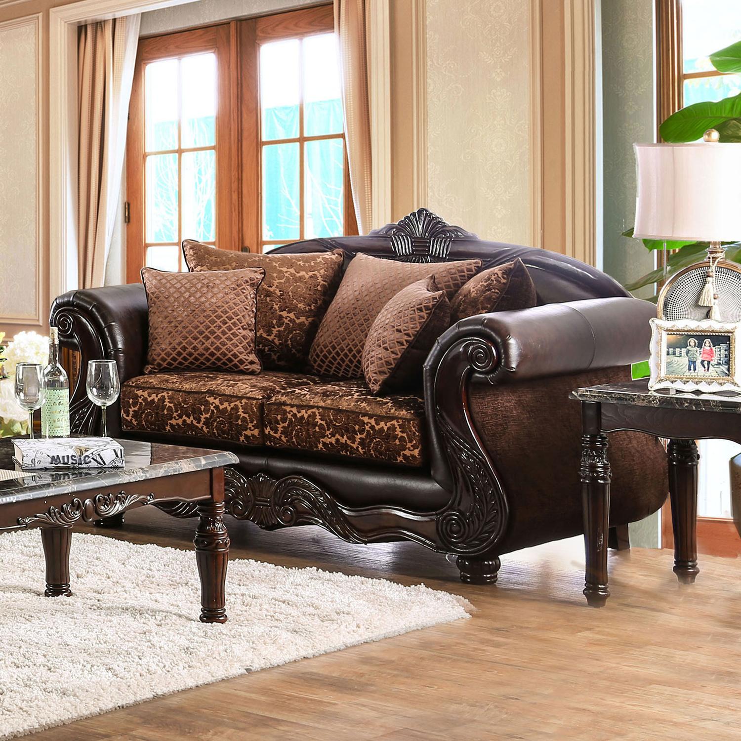 

    
Furniture of America SM6404-2PC Elpis Sofa and Loveseat Set Brown SM6404-2PC
