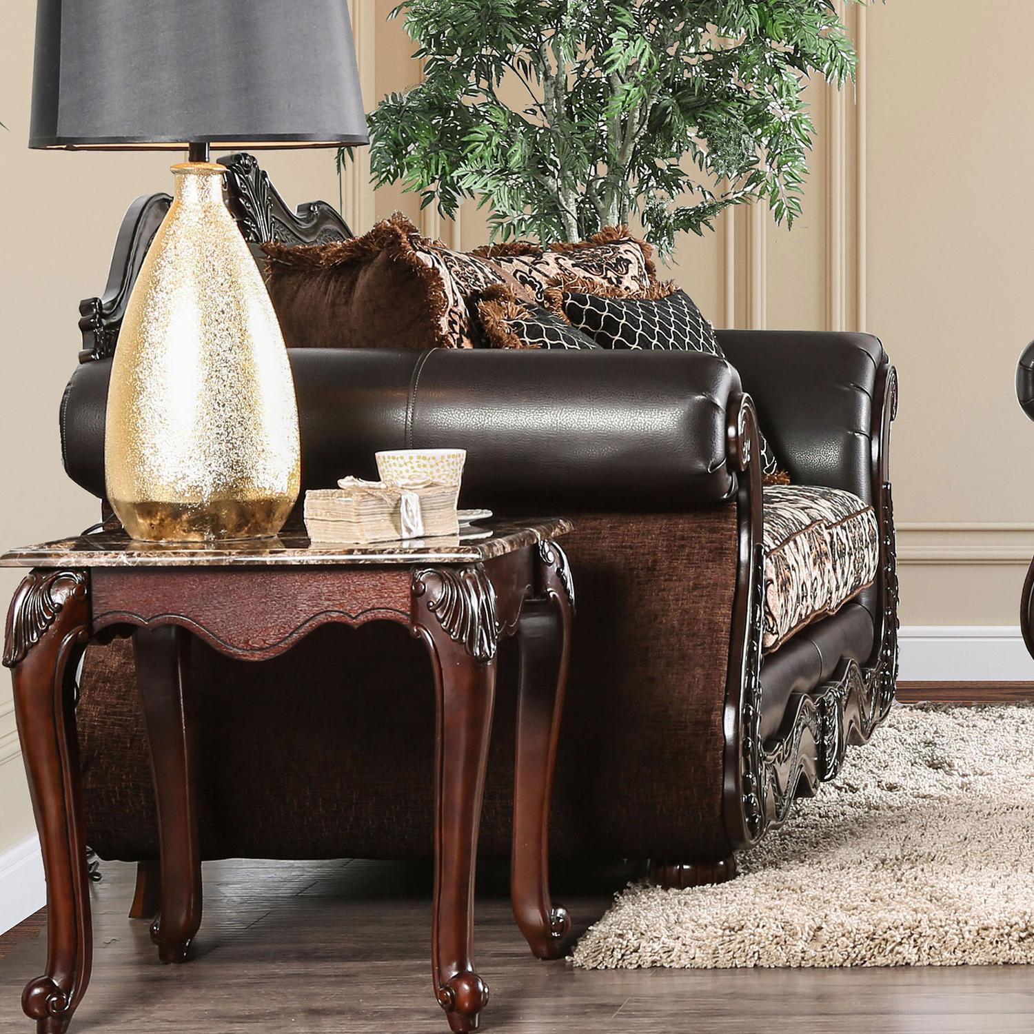 

    
Traditional Brown & Espresso Living Room Set 5pcs Furniture of America Jamael & Colchester
