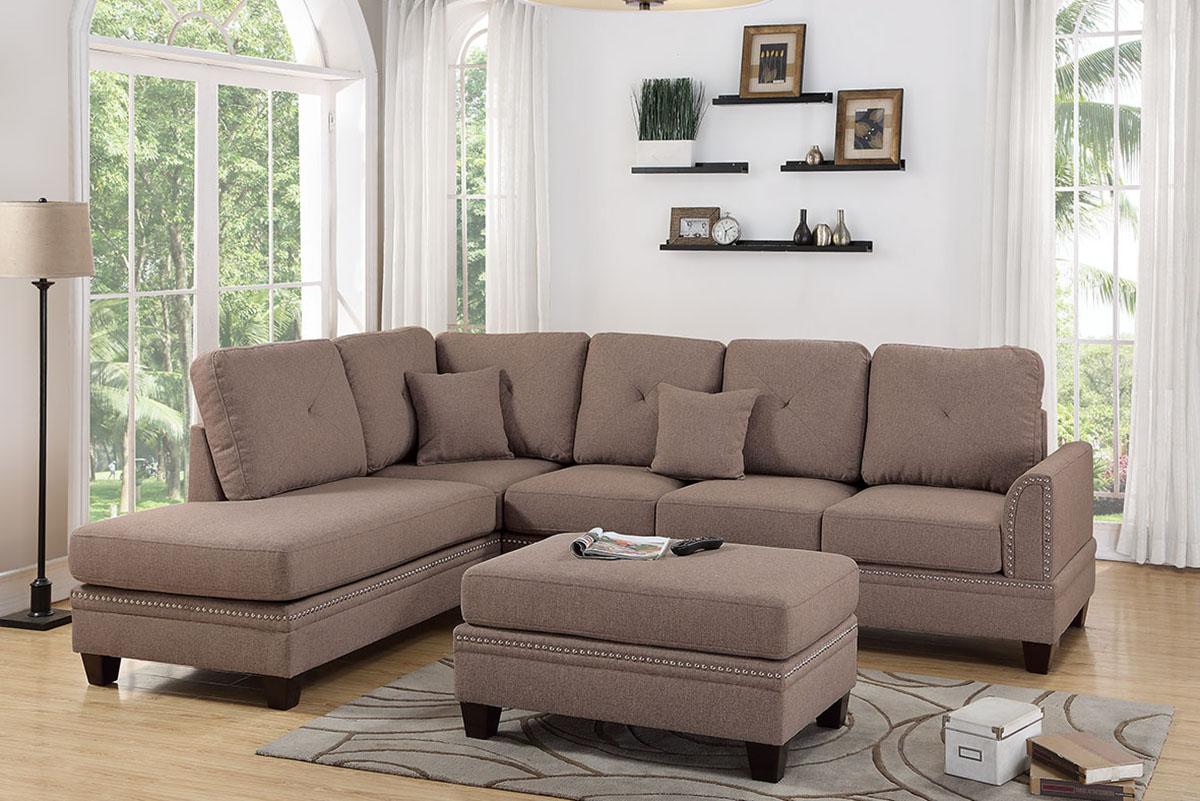 Traditional Sectional Sofa F6513 F6513 in Brown Fabric