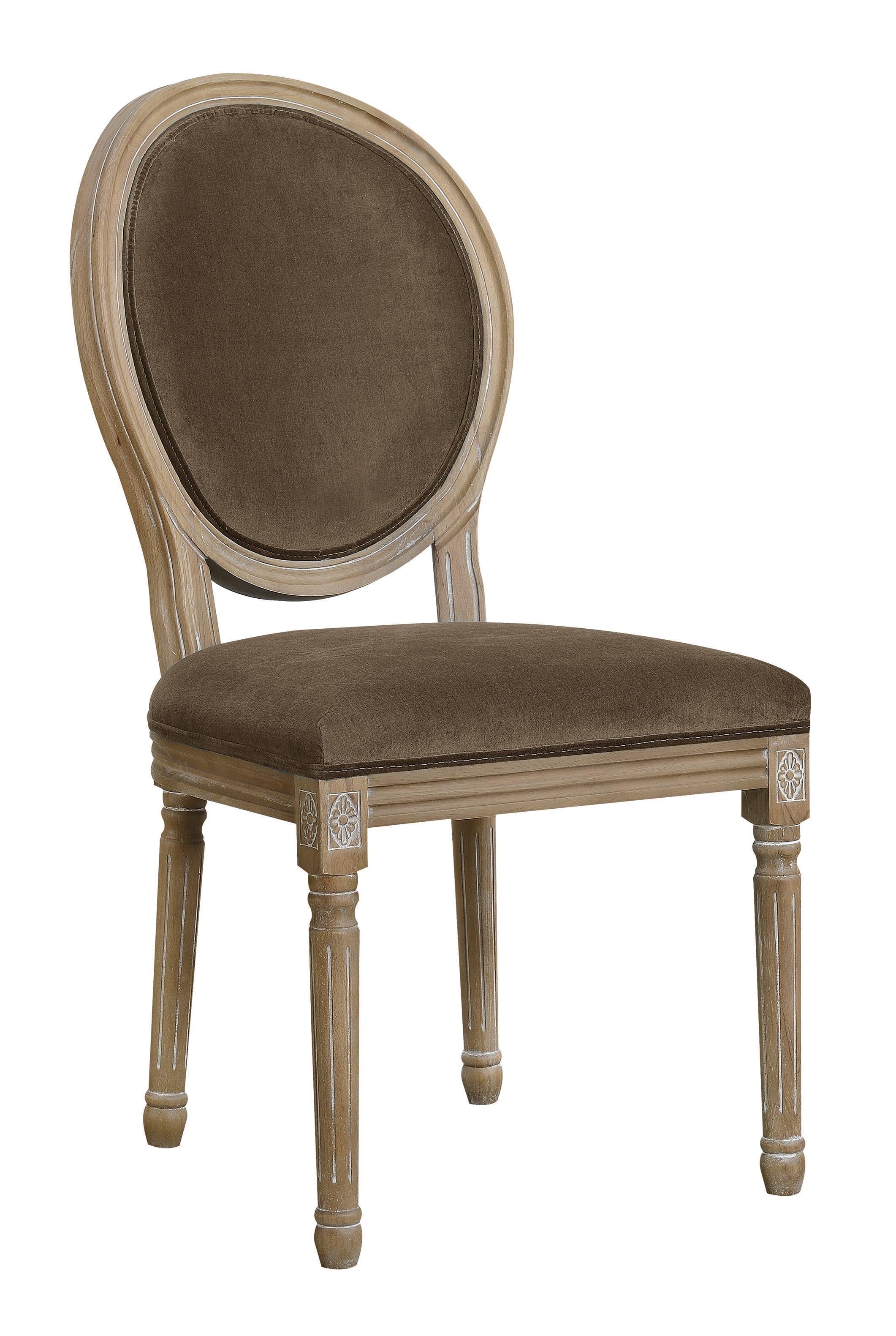 Traditional Dining Chair Rhea 108663 in Brown Fabric