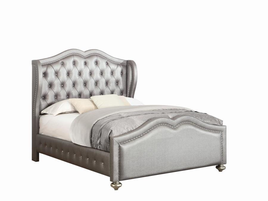 Contemporary Bed 300824KE Belmont 300824KE in Metallic Leatherette