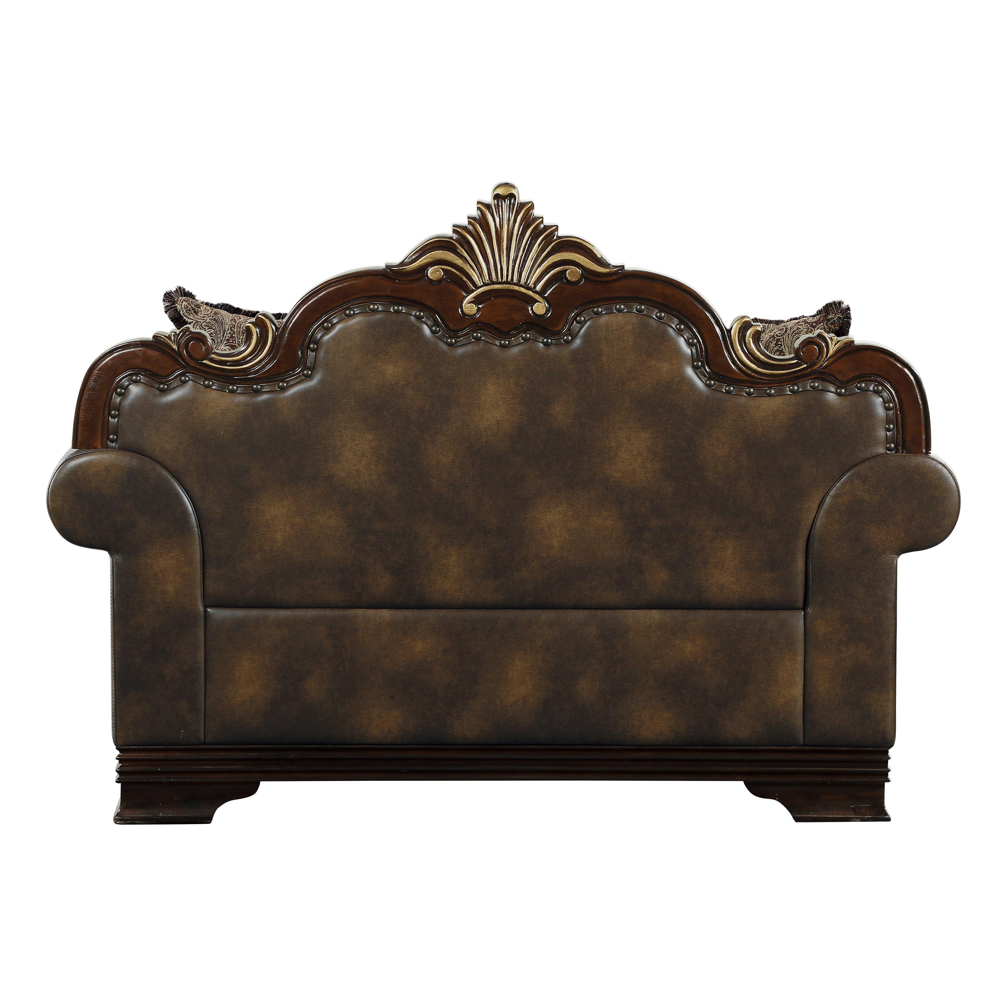 

    
 Shop  Traditional Brown Faux Leather & Chenille Living Room Set 2pcs Homelegance 9815 Croydon
