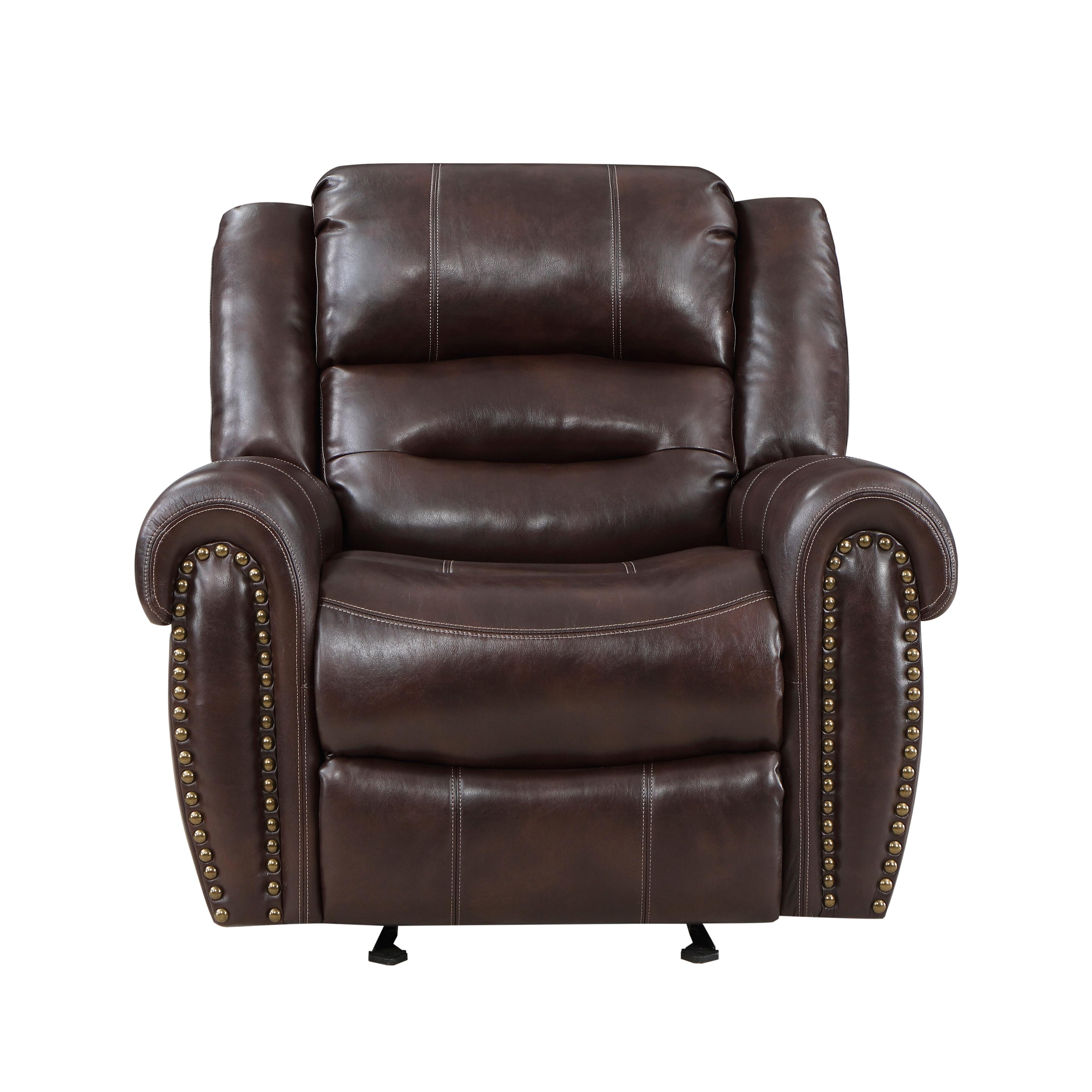 Traditional Reclining Chair 9668NBR-1 Center Hill 9668NBR-1 in Brown Faux Leather