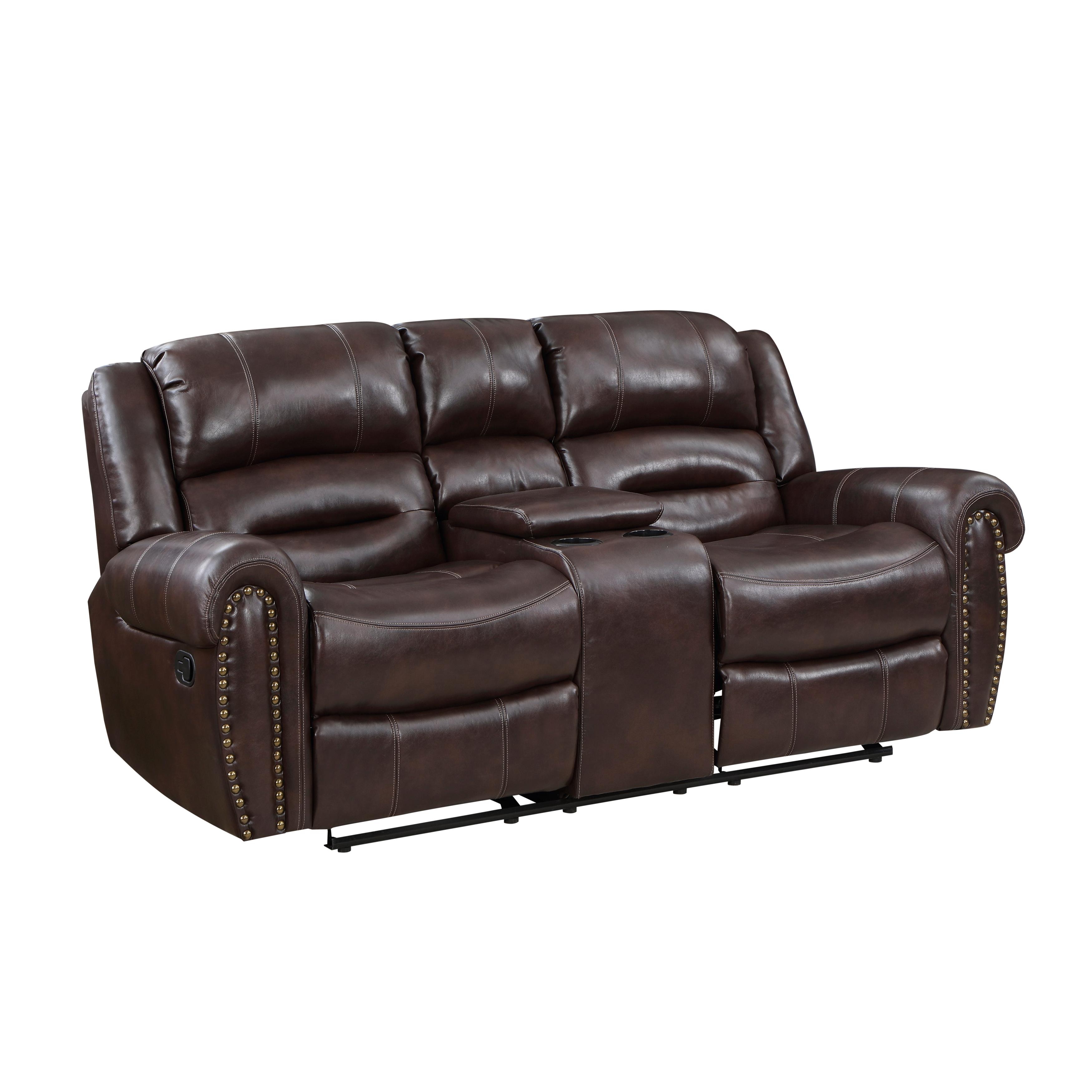 

    
Traditional Brown Faux Leather Reclining Loveseat Homelegance 9668NBR-2 Center Hill
