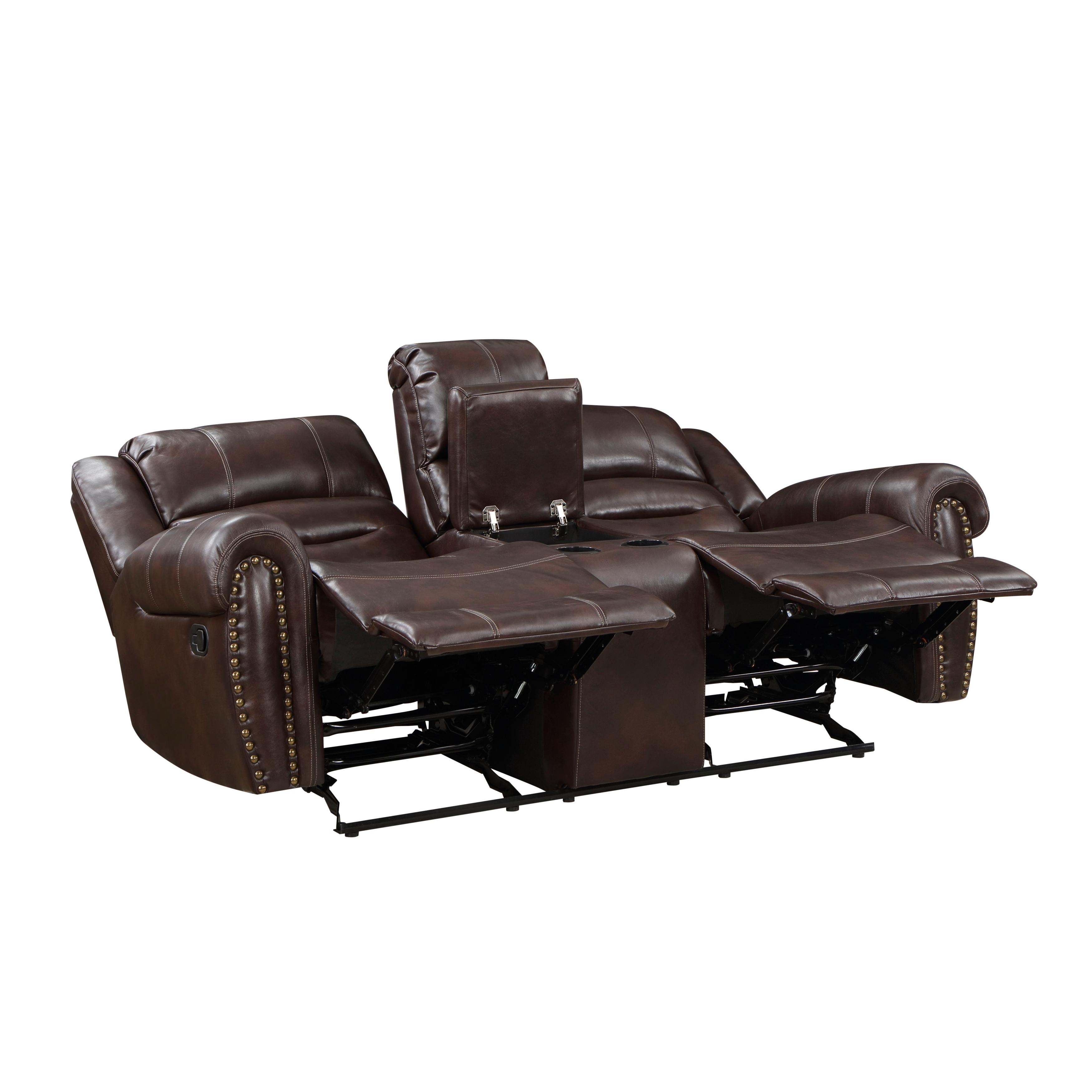 

                    
Homelegance 9668NBR-2 Center Hill Reclining Loveseat Brown Faux Leather Purchase 

