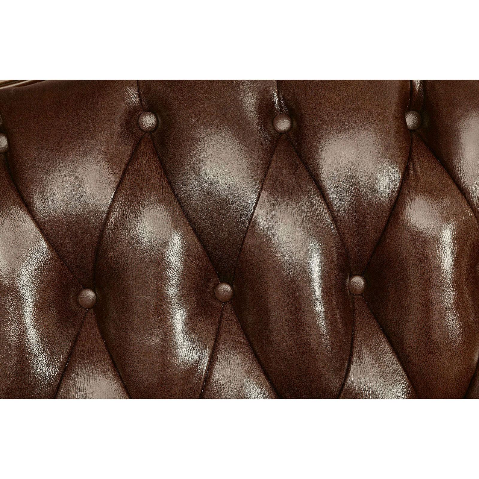 

    
Brown Faux Leather Loveseat JERICHO CM6786-LV-PK Furniture of America Classic
