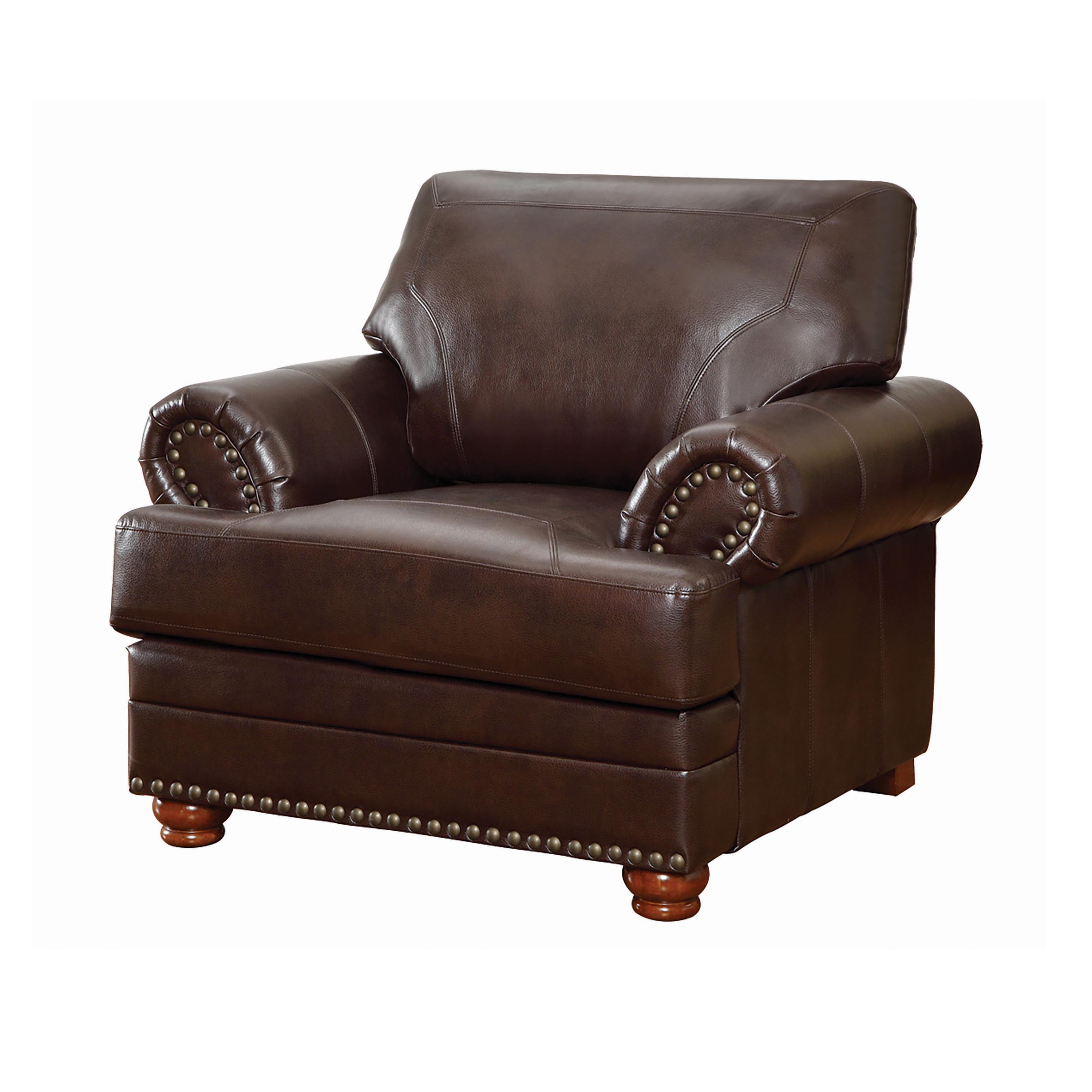 

    
Traditional Brown Leatherette Arm Chair Coaster 504413 Colton
