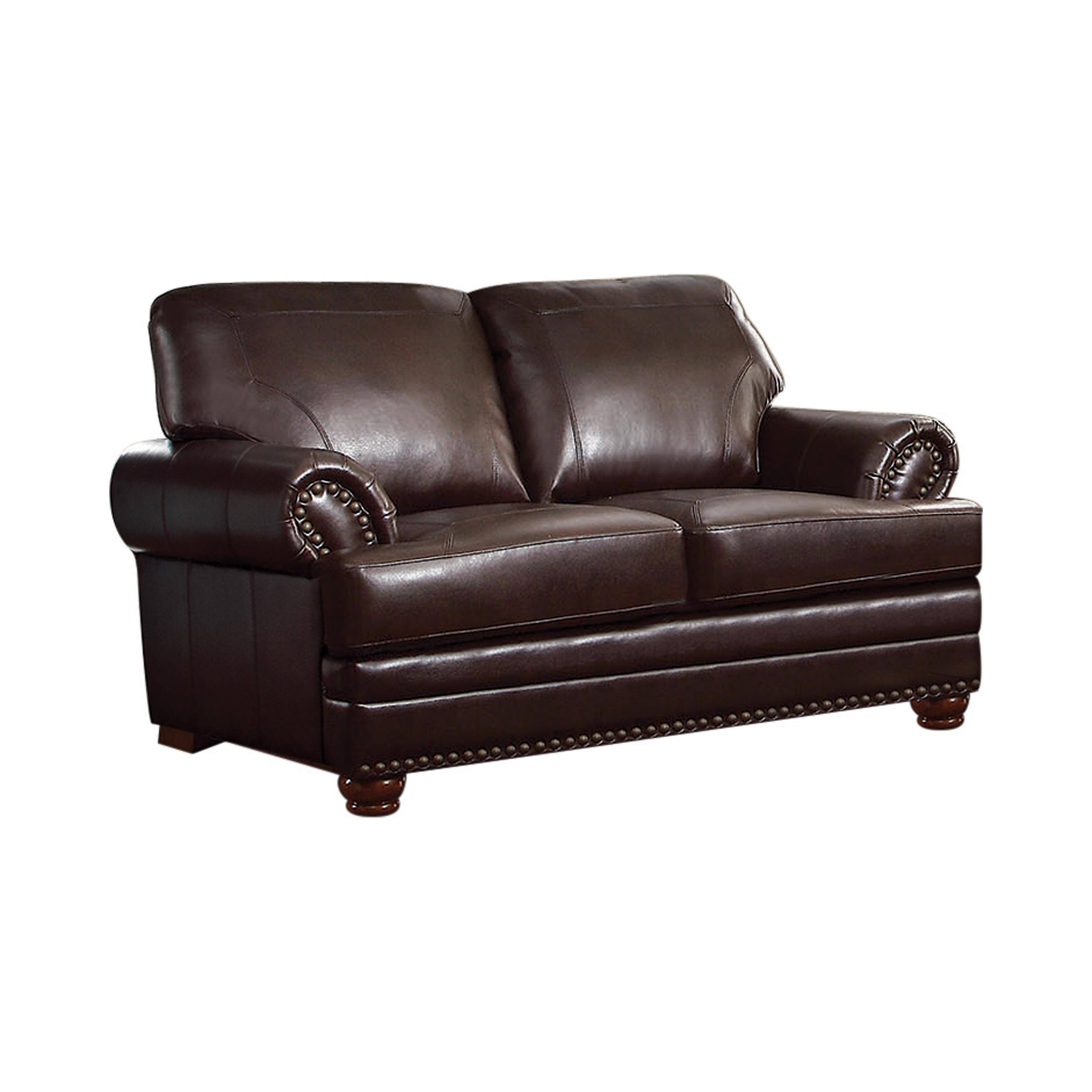 

    
Traditional Brown Leatherette Loveseat Coaster 504412 Colton

