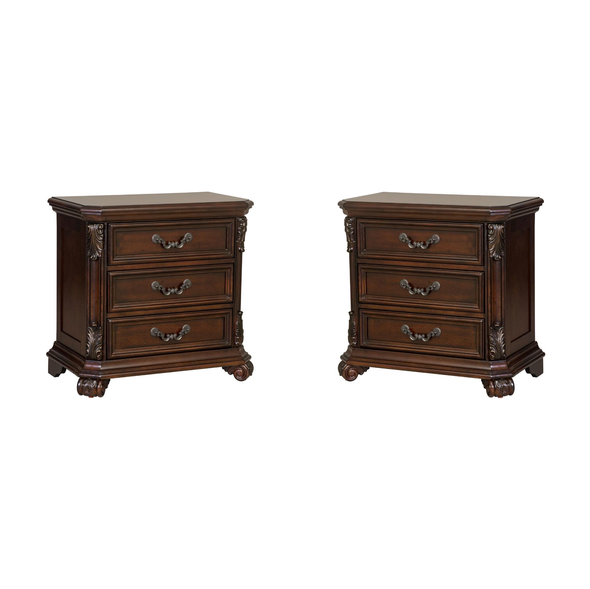 Traditional Nightstand Set Messina Estates  (737-BR) Nightstand 737-BR61-Set-2 in Brown 