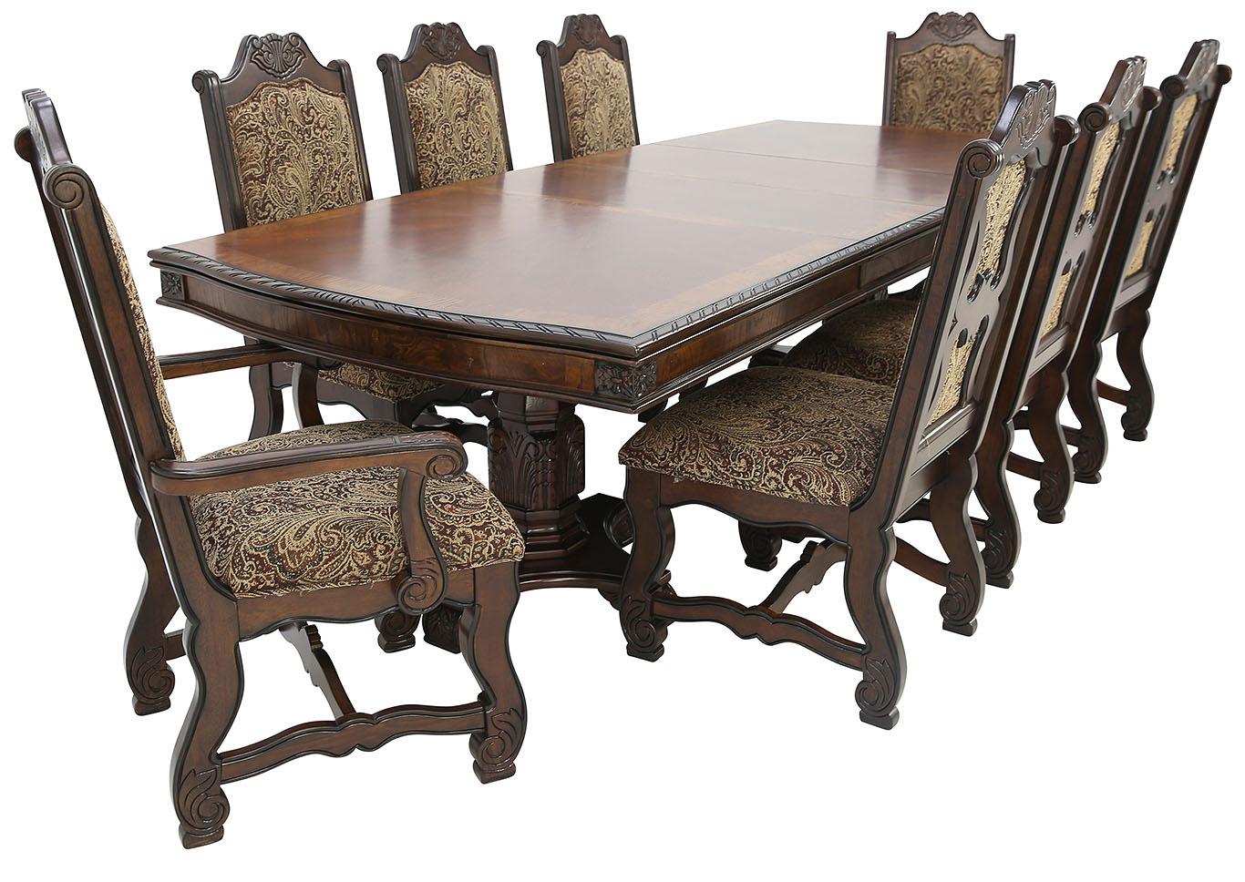 

    
Traditional Brown Oak Dining Room Set by Crown Mark Neo Renaissance 2400-11pcs
