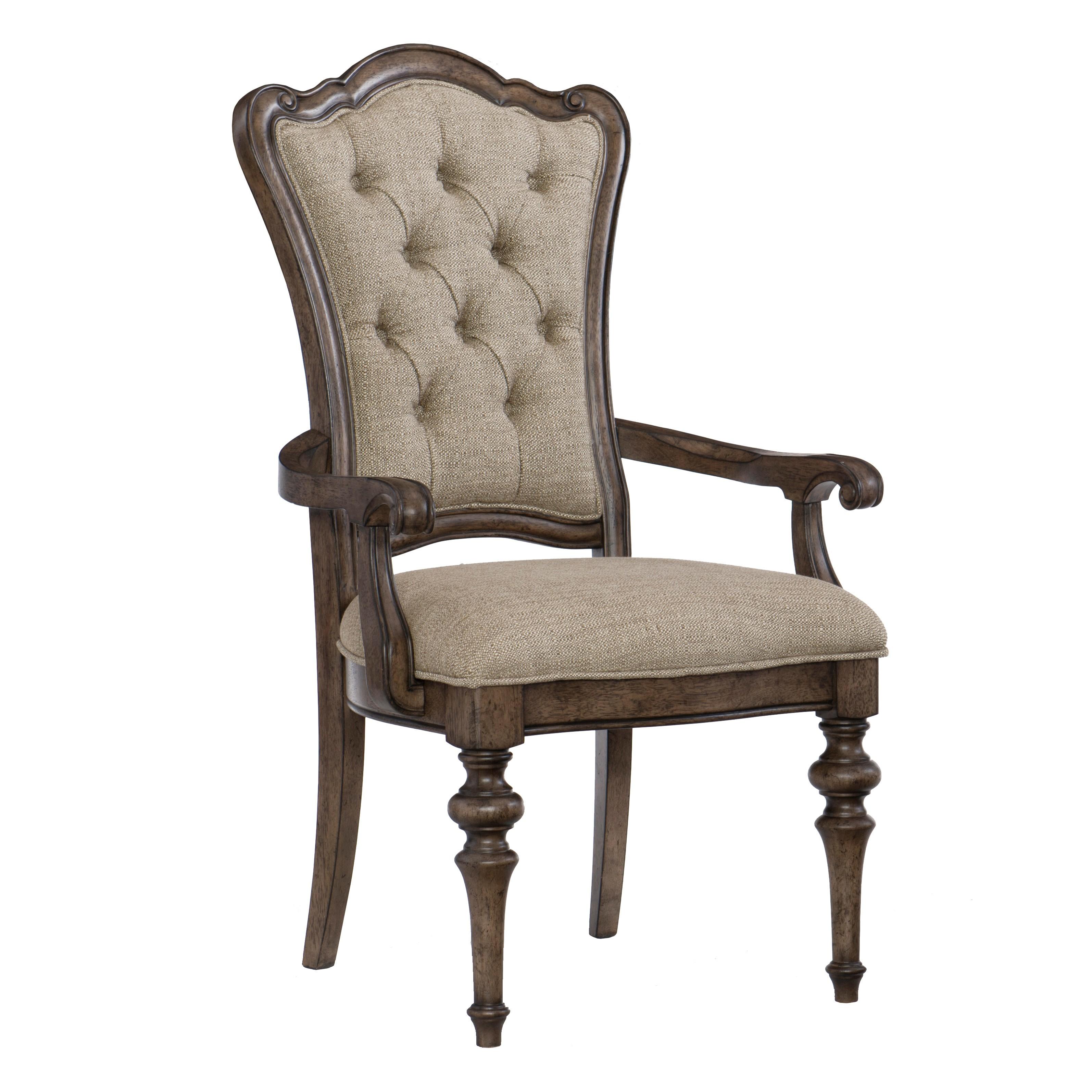 Traditional Arm Chair Set 1682A Heath Court 1682A in Brown Oak Polyester