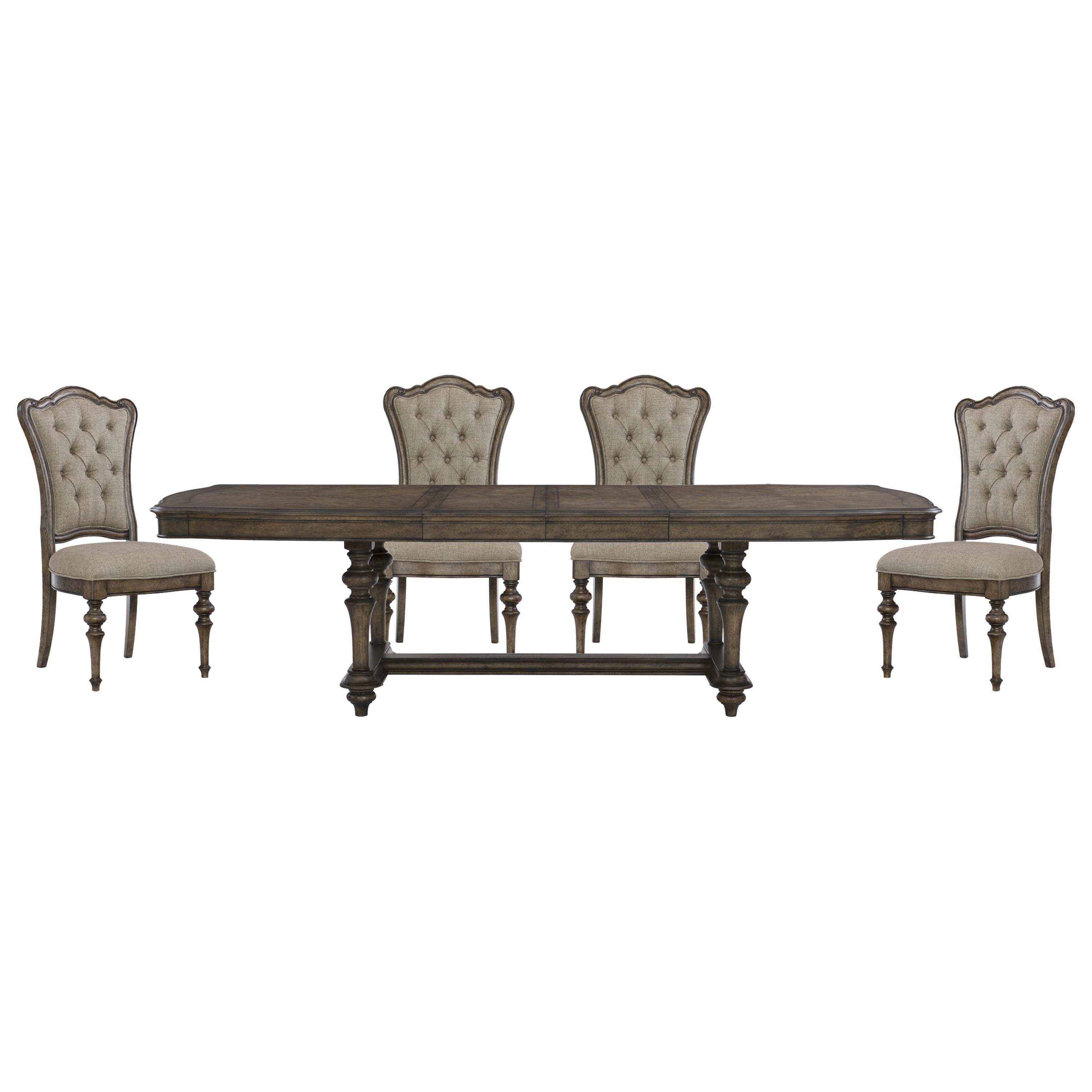Traditional Dining Room Set 1682-108*5PC Heath Court 1682-108*5PC in Brown Oak Polyester