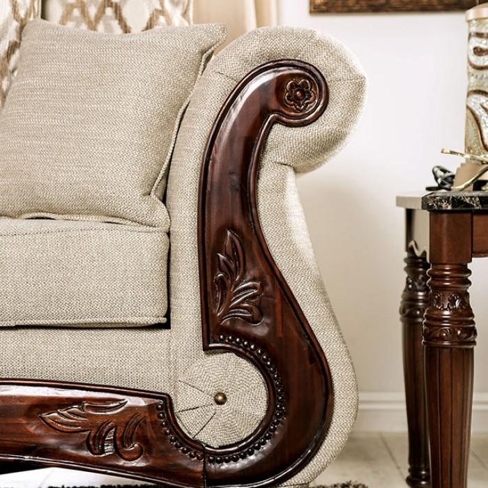

    
Traditional Brown/Walnut Solid Wood Loveseat Furniture of America Giardino SM7764-LV-L
