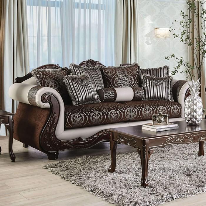 

    
Traditional Brown/White Solid Wood Sofa Furniture of America Navarre SM6445-SF-S

