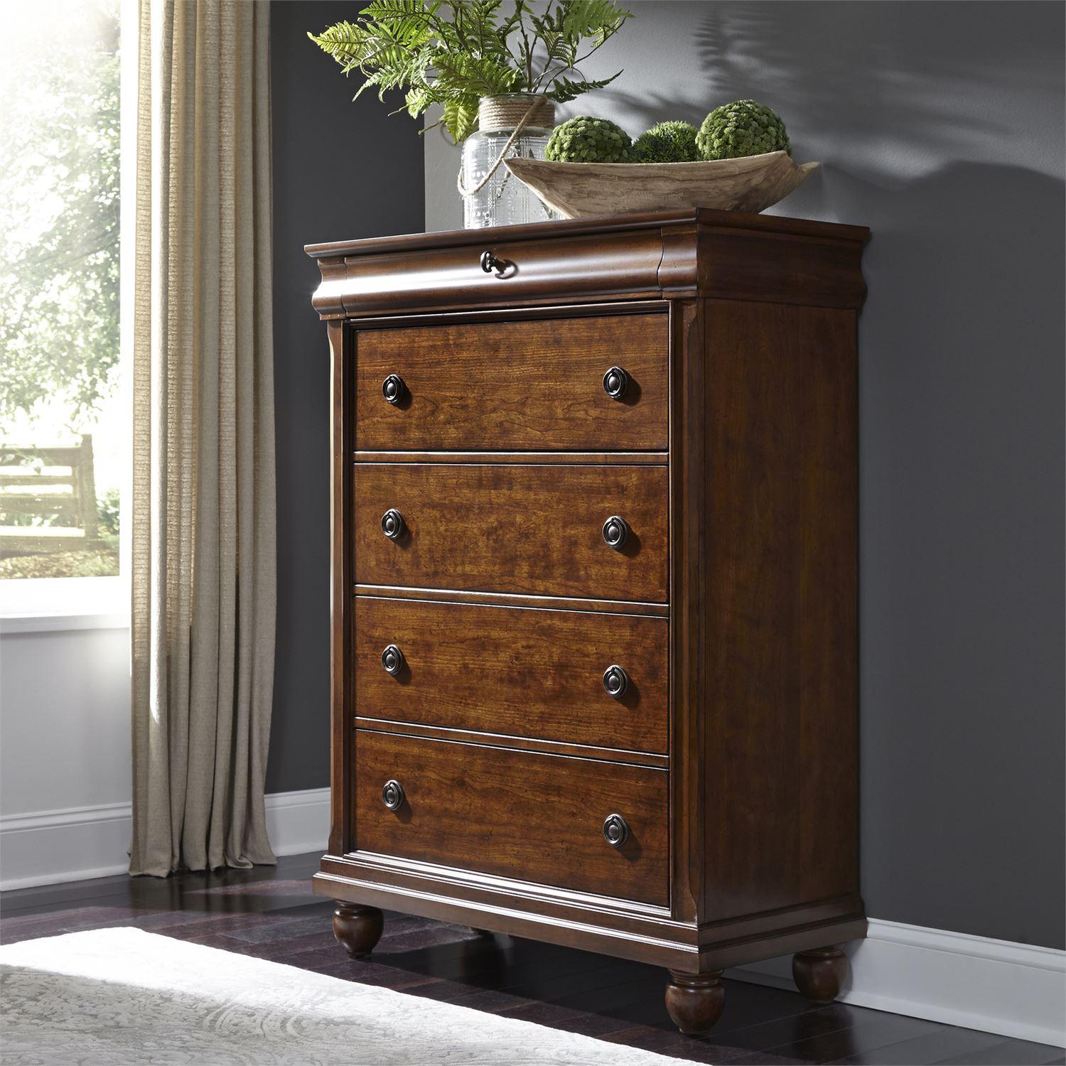 

    
Cherry Finish Wood Bachelor Chest Rustic Traditions 589-BR41 Liberty Furniture
