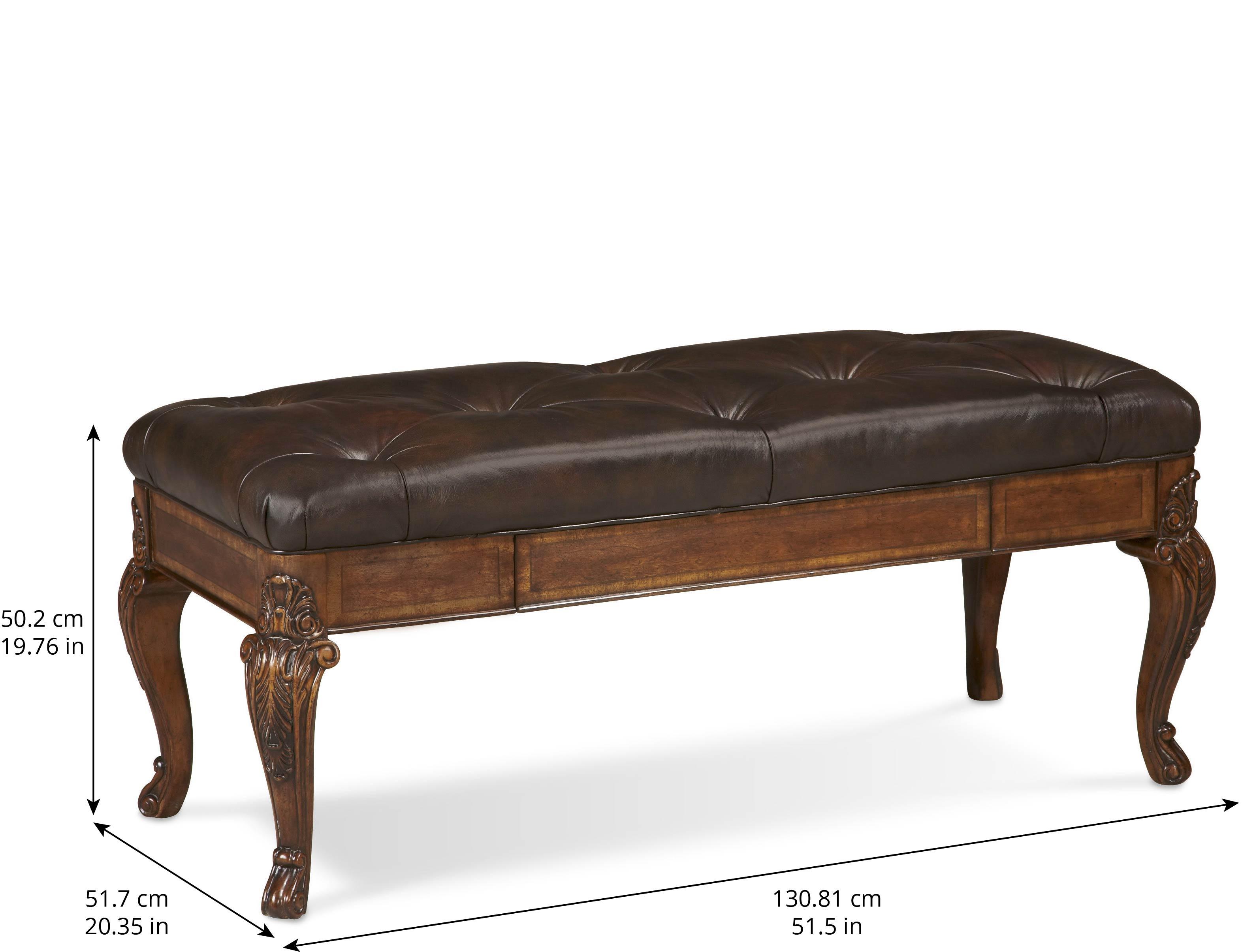 

    
Brown Leather & Cherry Wood Bench by A.R.T. Furniture Old World
