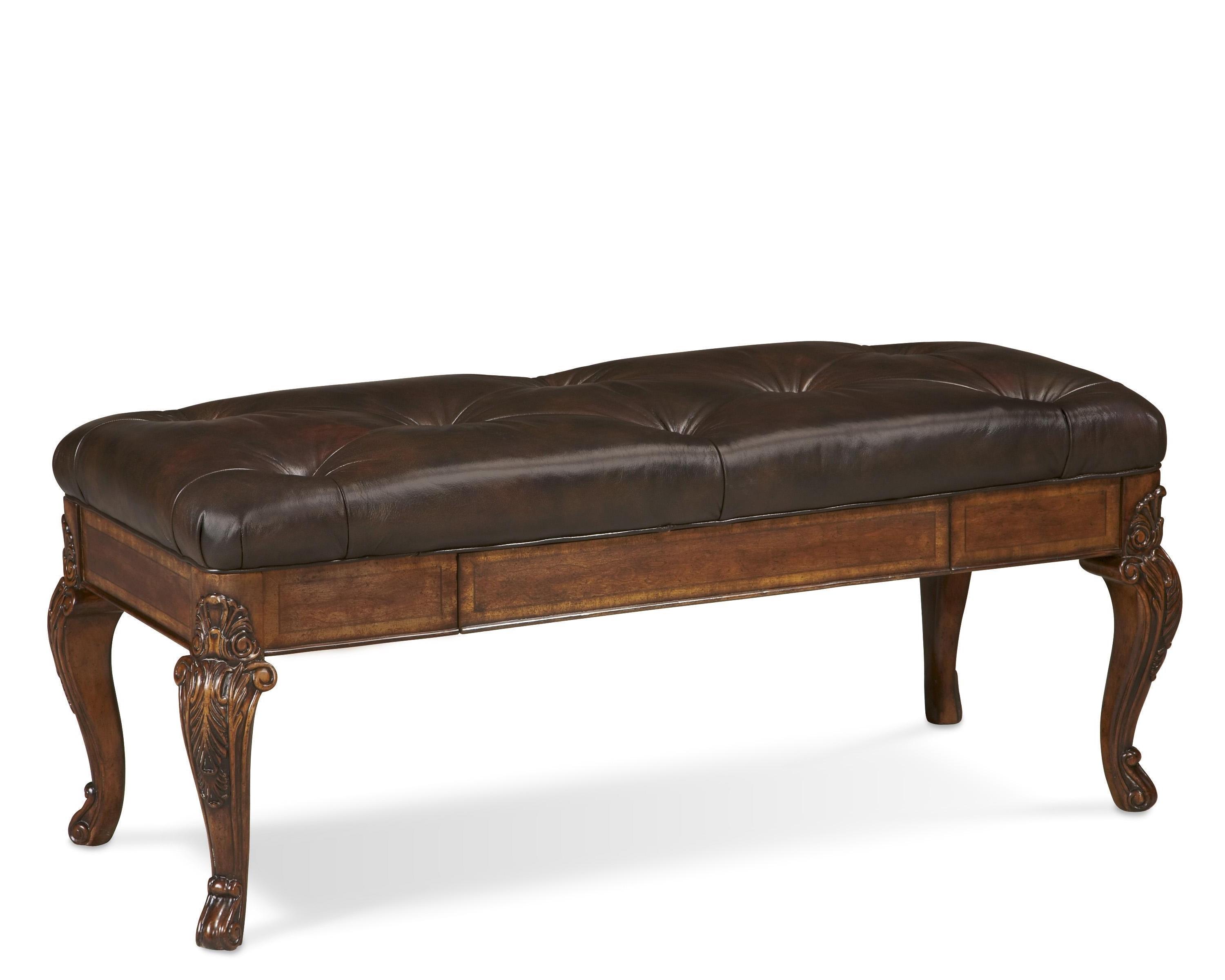 Classic, Traditional Bench Old World 143149-2606 in Cherry, Brown Leather