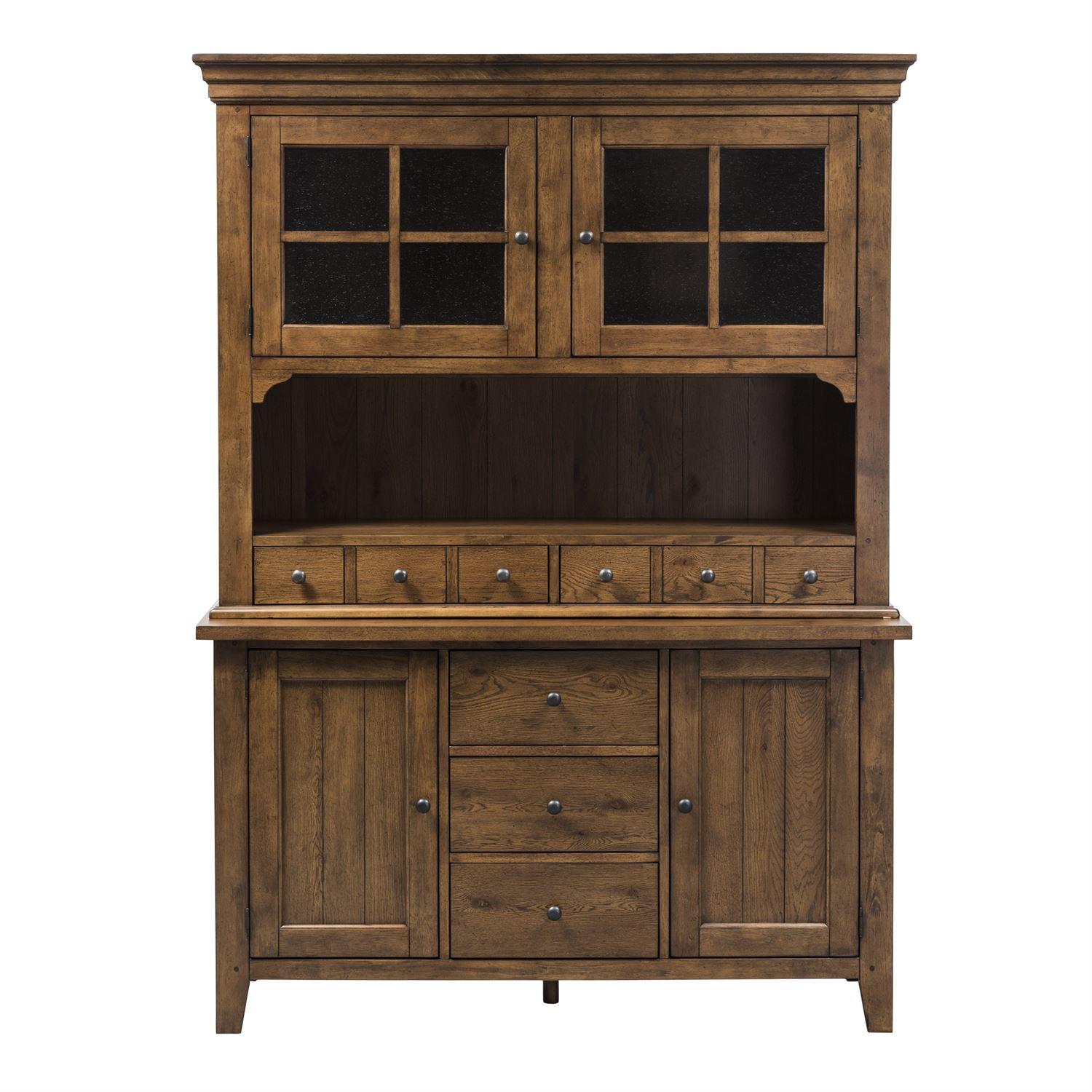 

    
Rustic Oak Finish Wood Buffet and Hutch Hearthstone 382-DR-HB Liberty Furniture
