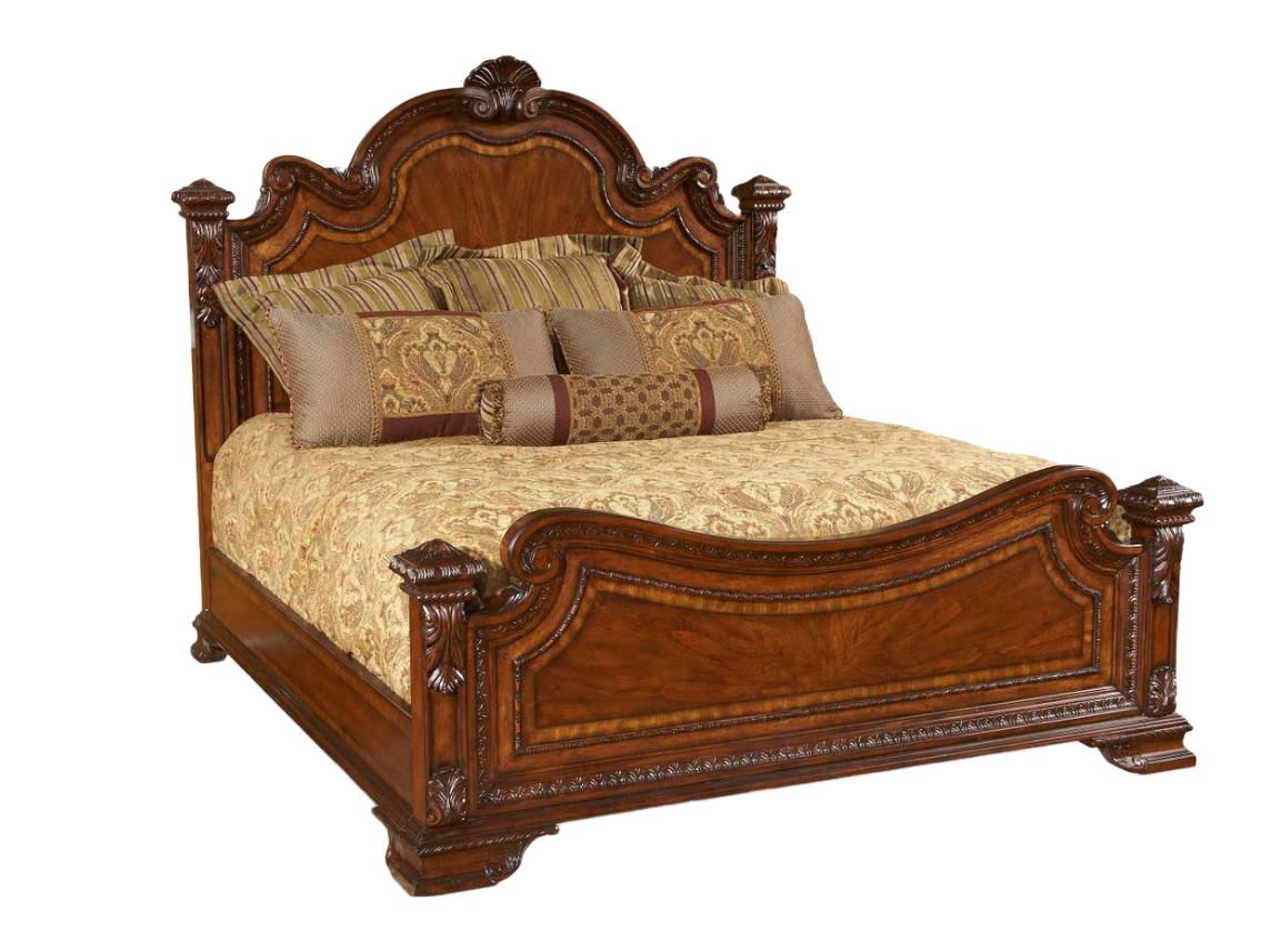 Classic, Traditional Panel Bed Old World 143157-2606 in Cherry, Brown Lacquer