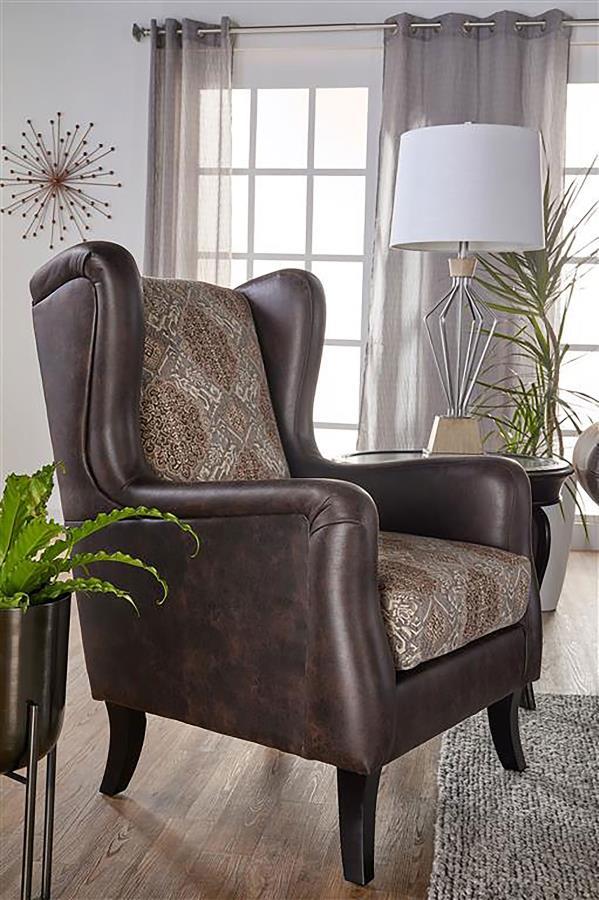 Traditional Chair Elmbrook Chair 903080-C 903080-C in Light Brown, Brown Faux Leather