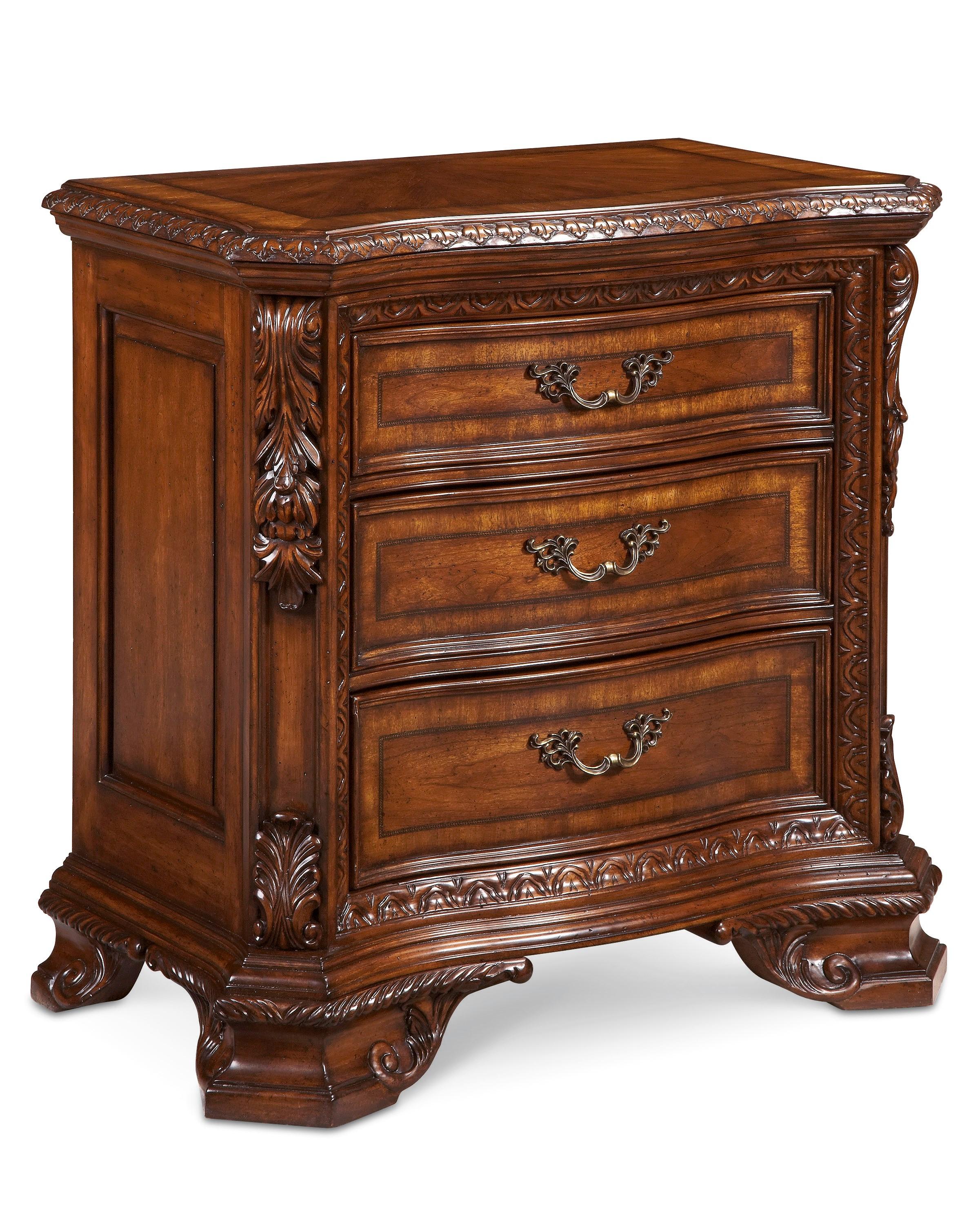 Classic, Traditional Nightstand Old World 143148-2606 in Cherry, Brown Lacquer