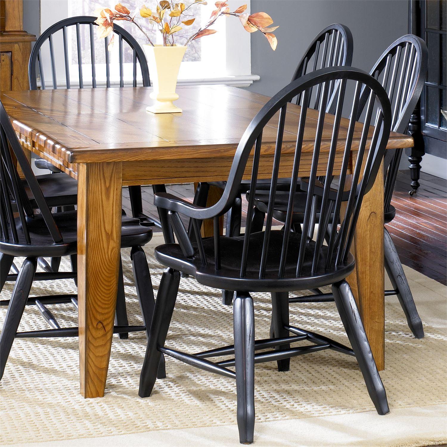 Traditional Dining Room Set Treasures  (17-DR) Dining Room Set 17-DR-O5PCS in Oak Veneers, Brown, Black Lacquer