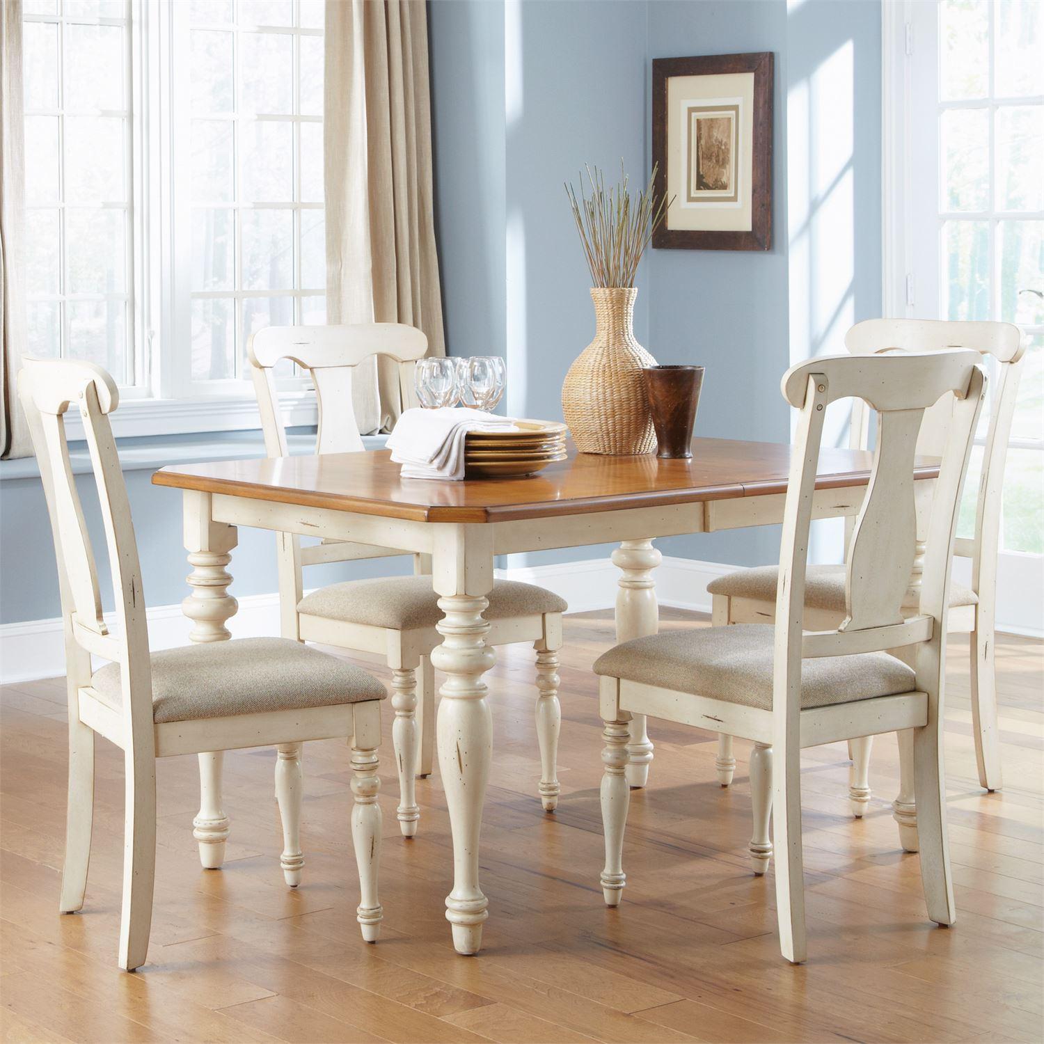 

    
Bisque with Natural Pine Finish Dining Room Set 5Pcs Ocean Isle 303-CD-5RLS Liberty Furniture
