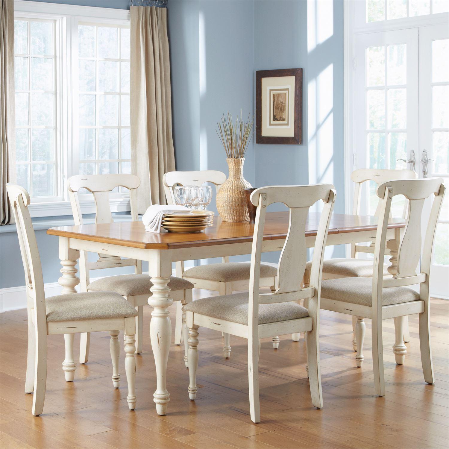 

    
Bisque with Natural Pine Finish Dining Room Set 7Pcs Ocean Isle 303-CD-7RLS Liberty Furniture
