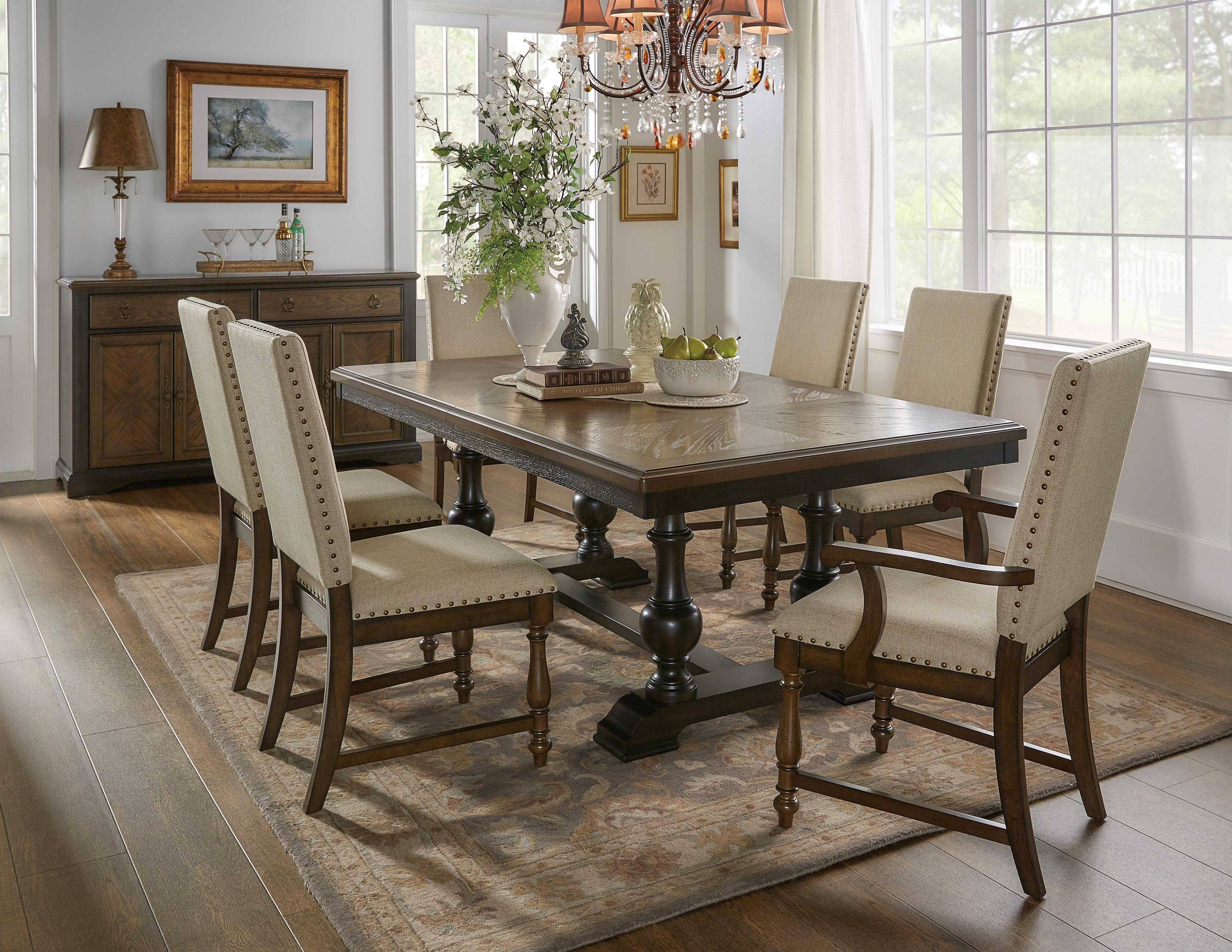 Traditional Dining Room Set 5703-104-7PC Stonington 5703-104-7PC in Brown Polyester
