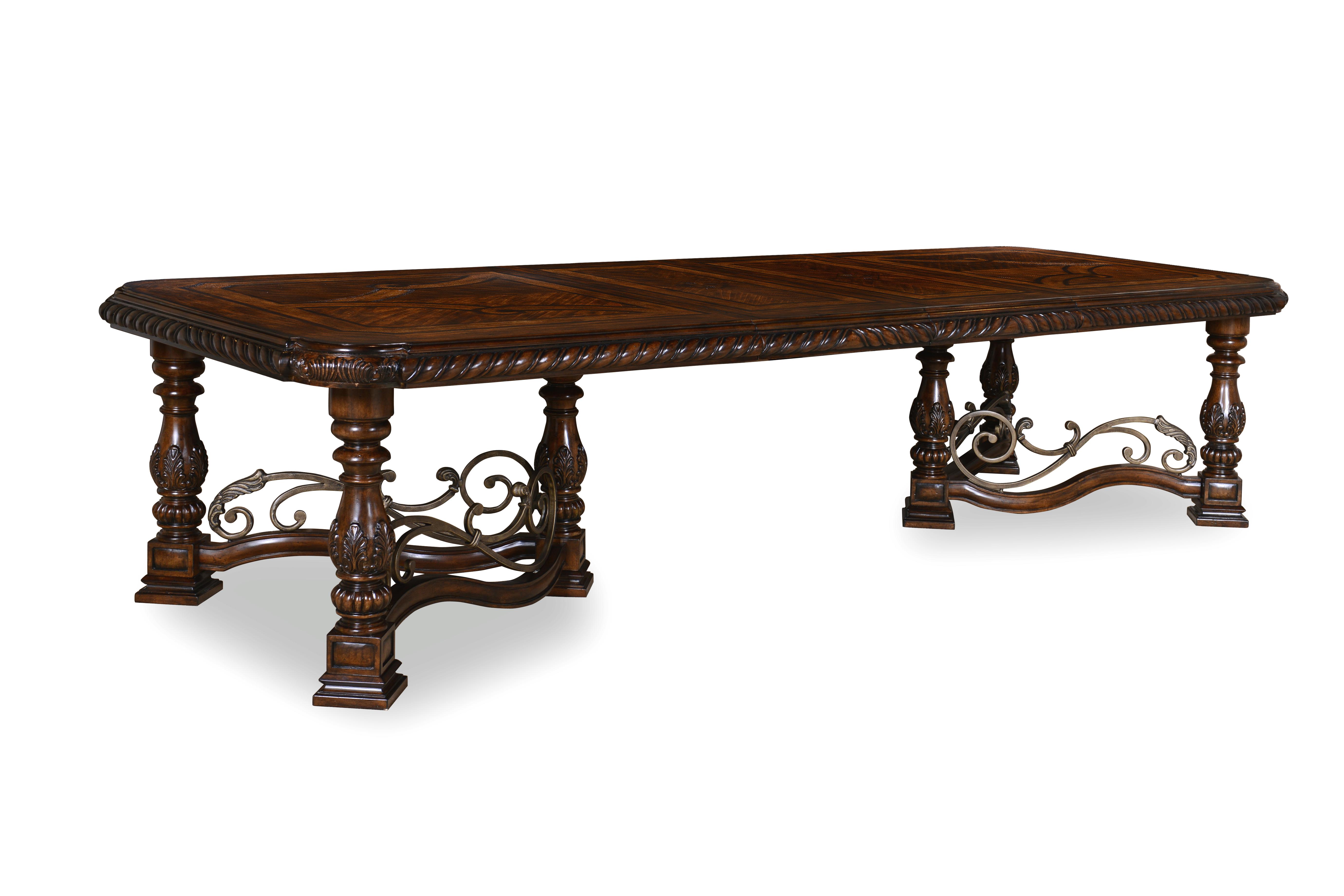 

    
Traditional Dark Oak Trestle Dining Table by A.R.T. Furniture Valencia

