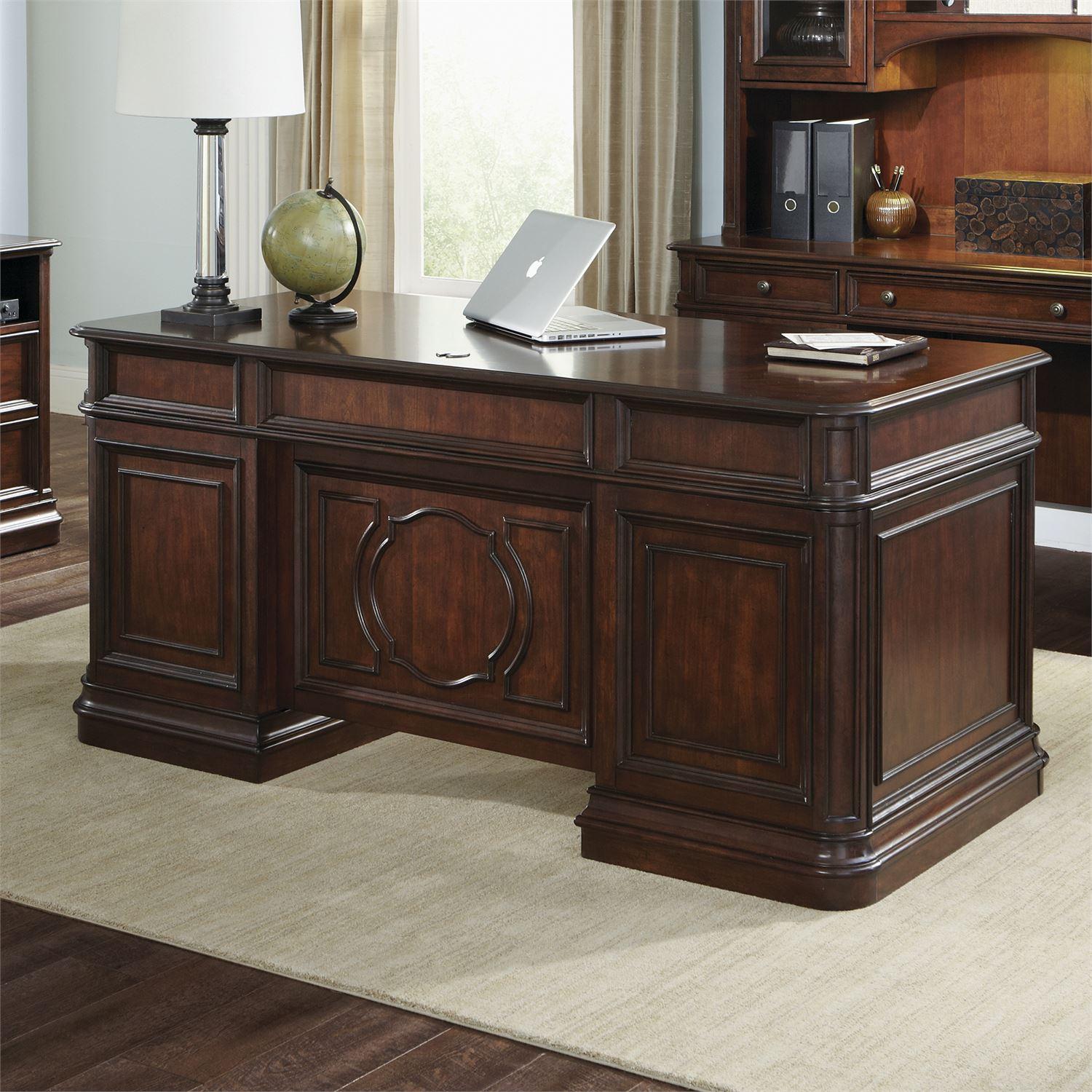 

    
Cognac Finish Wood Executive Desk 273-HOJ-JED Liberty Furniture
