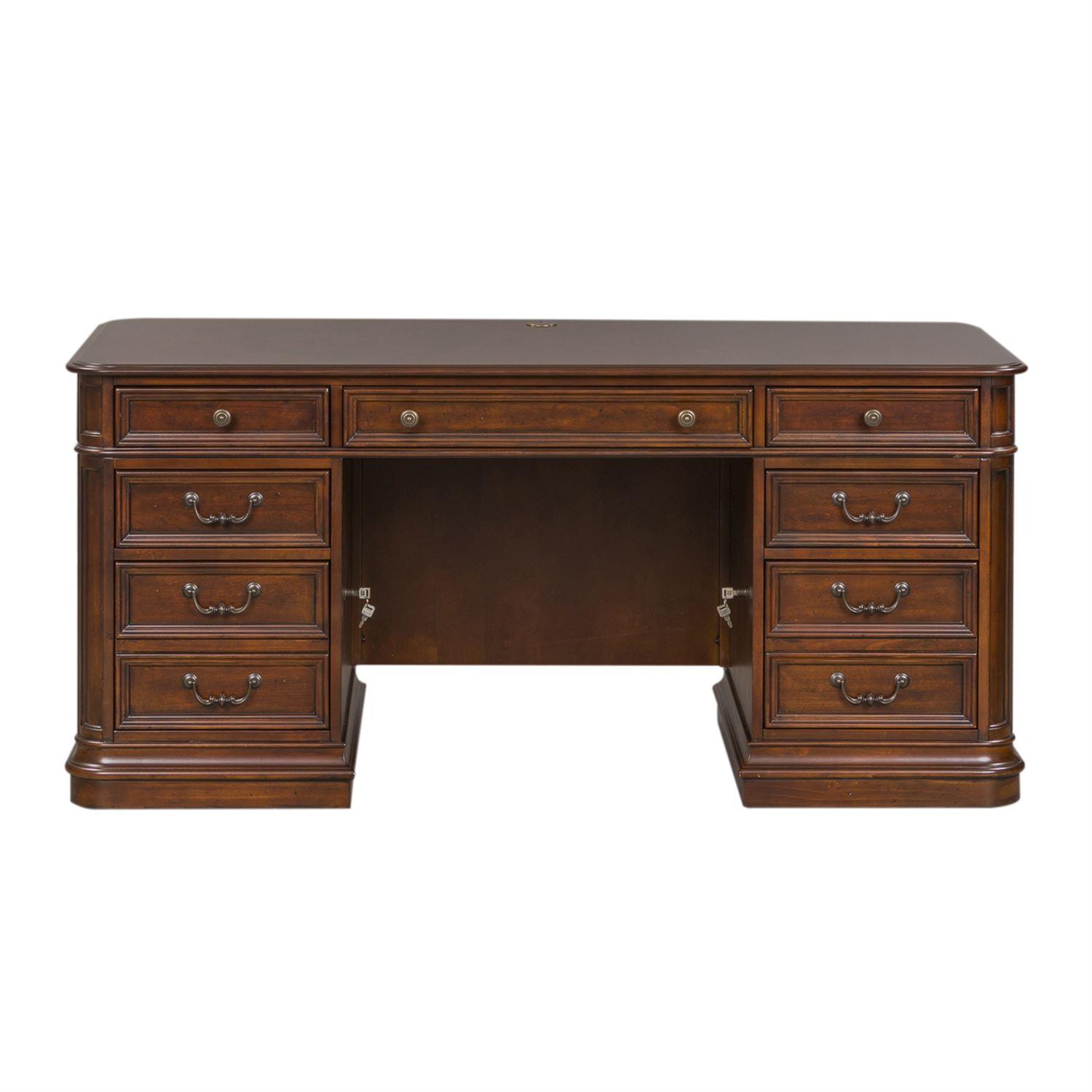 

    
Cognac Finish Wood Executive Desk 273-HOJ-JED Liberty Furniture
