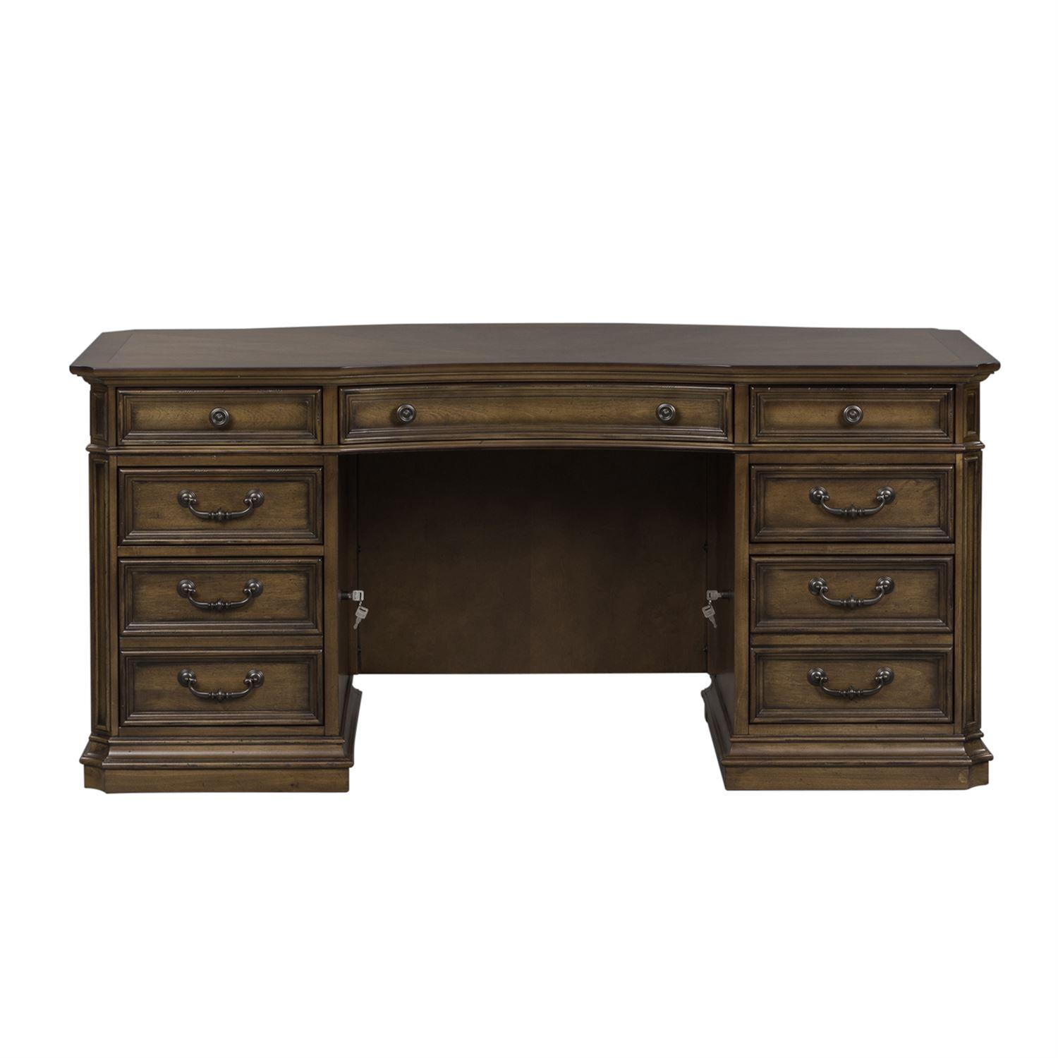 

    
Antique Toffee Finish Wood Executive Desk 487-HOJ-JED Liberty Furniture
