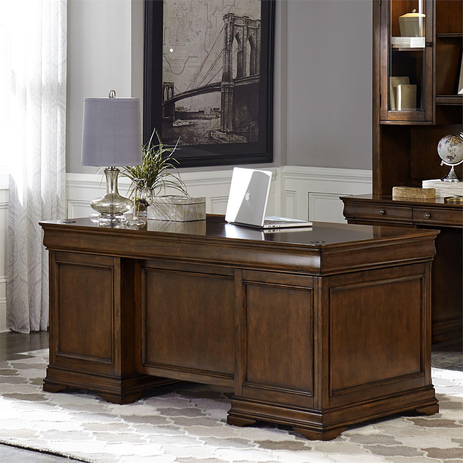 Traditional Executive Desk Chateau Valley  (901-HOJ) Executive Desk 901-HOJ-JED in Brown 