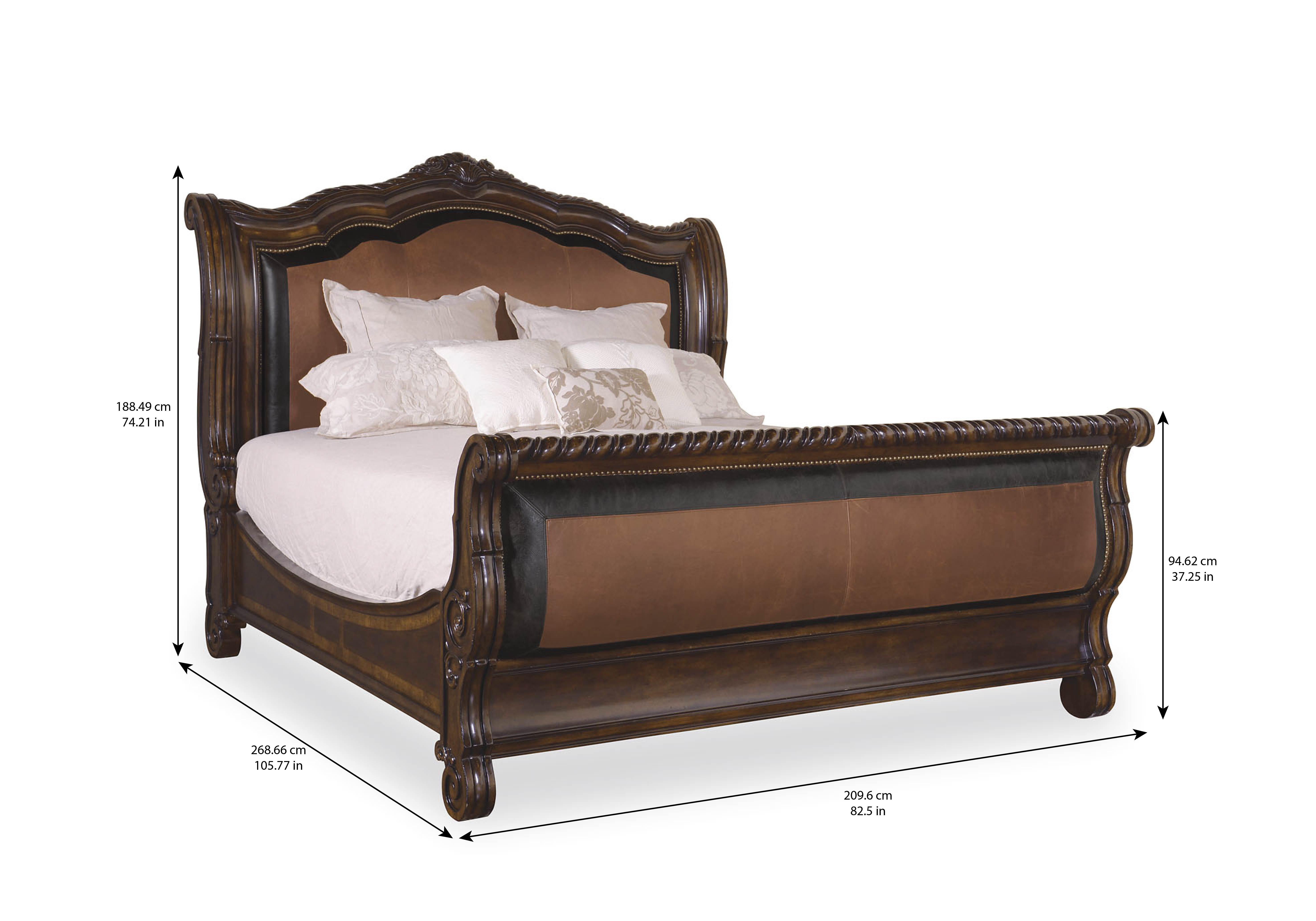 

    
Dark Oak Faux Leather Sleigh Queen Bed by A.R.T. Furniture Valencia
