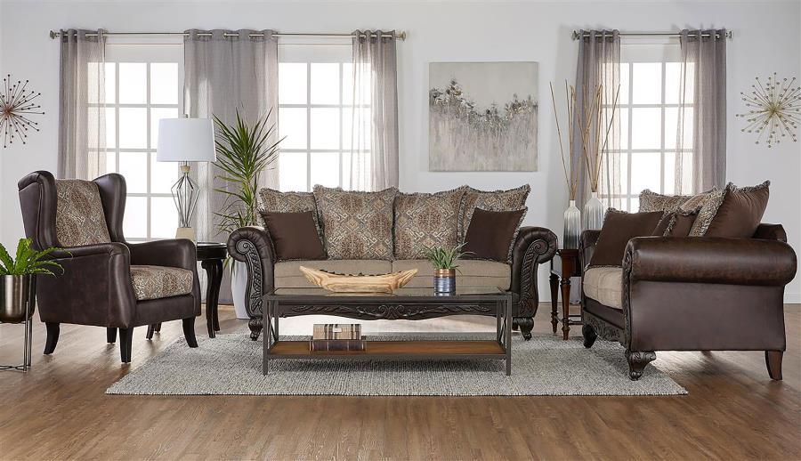 

    
Traditional Brown Wood Living Room Set 2PCS Coaster Elmbrook 508571

