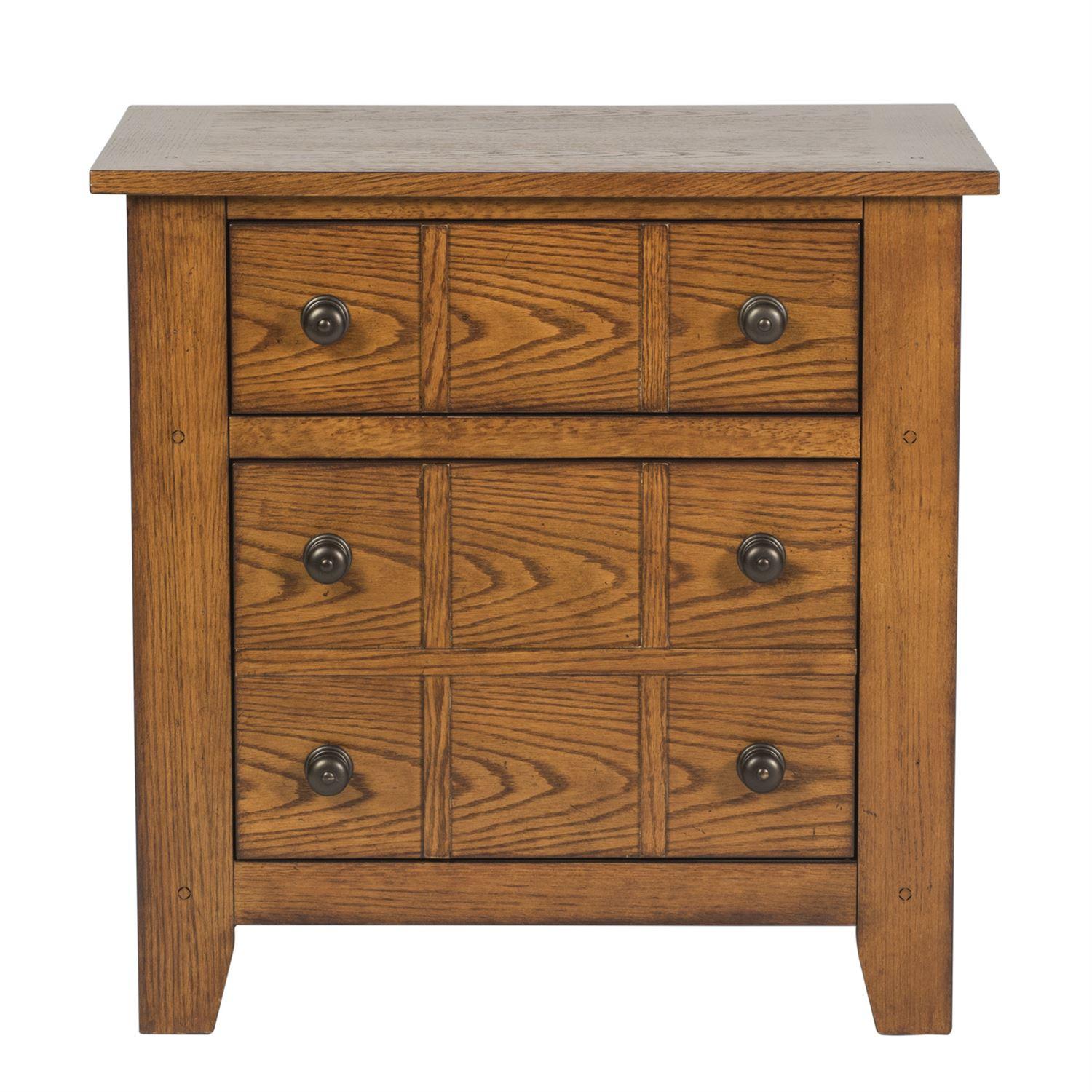 Traditional Nightstand Grandpas Cabin  (175-BR) Nightstand 175-BR61 in Oak, Brown Matte Lacquer