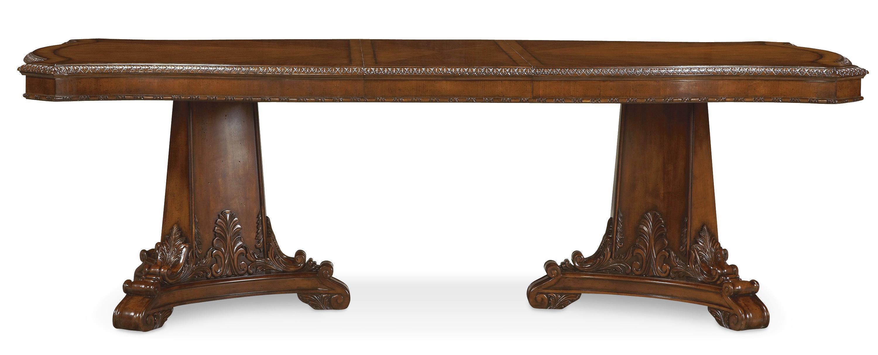 Classic, Traditional Pedestal Table Old World 143221-2606 in Cherry, Brown Lacquer