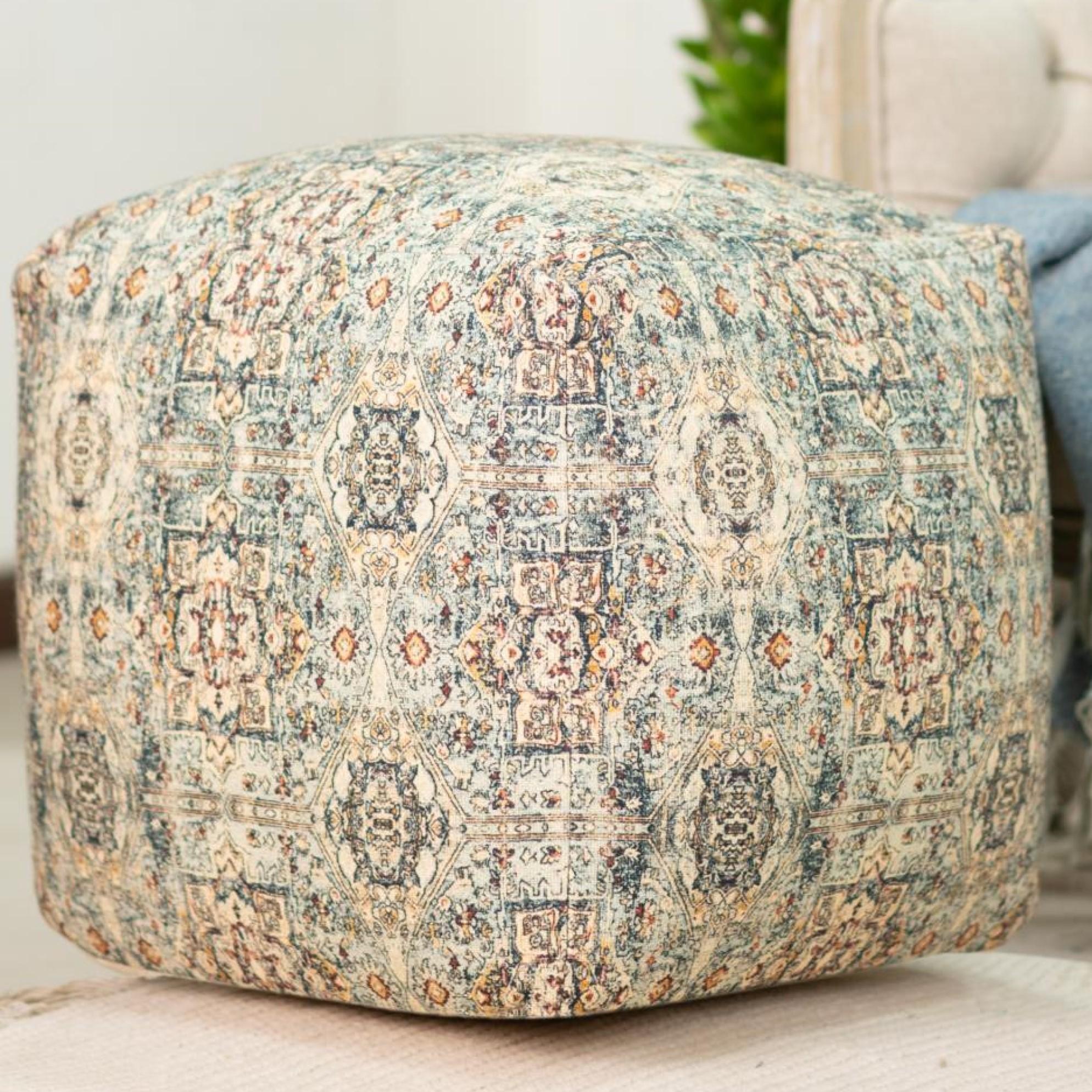 

    
Traditional Brown Wood Square Pouf Albany Living 1616M
