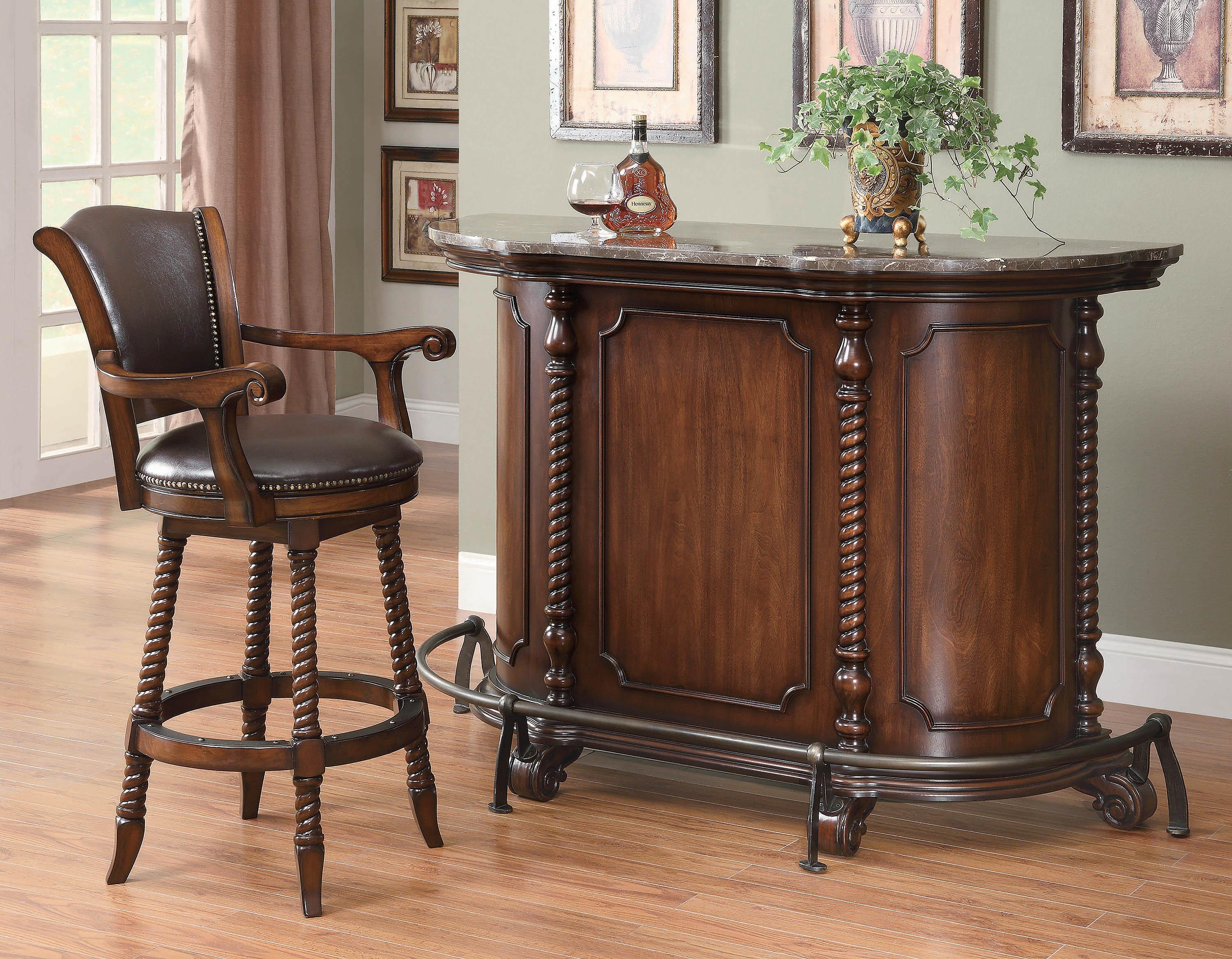 

    
Traditional Brown Wood,Stone Bar unit by Coaster
