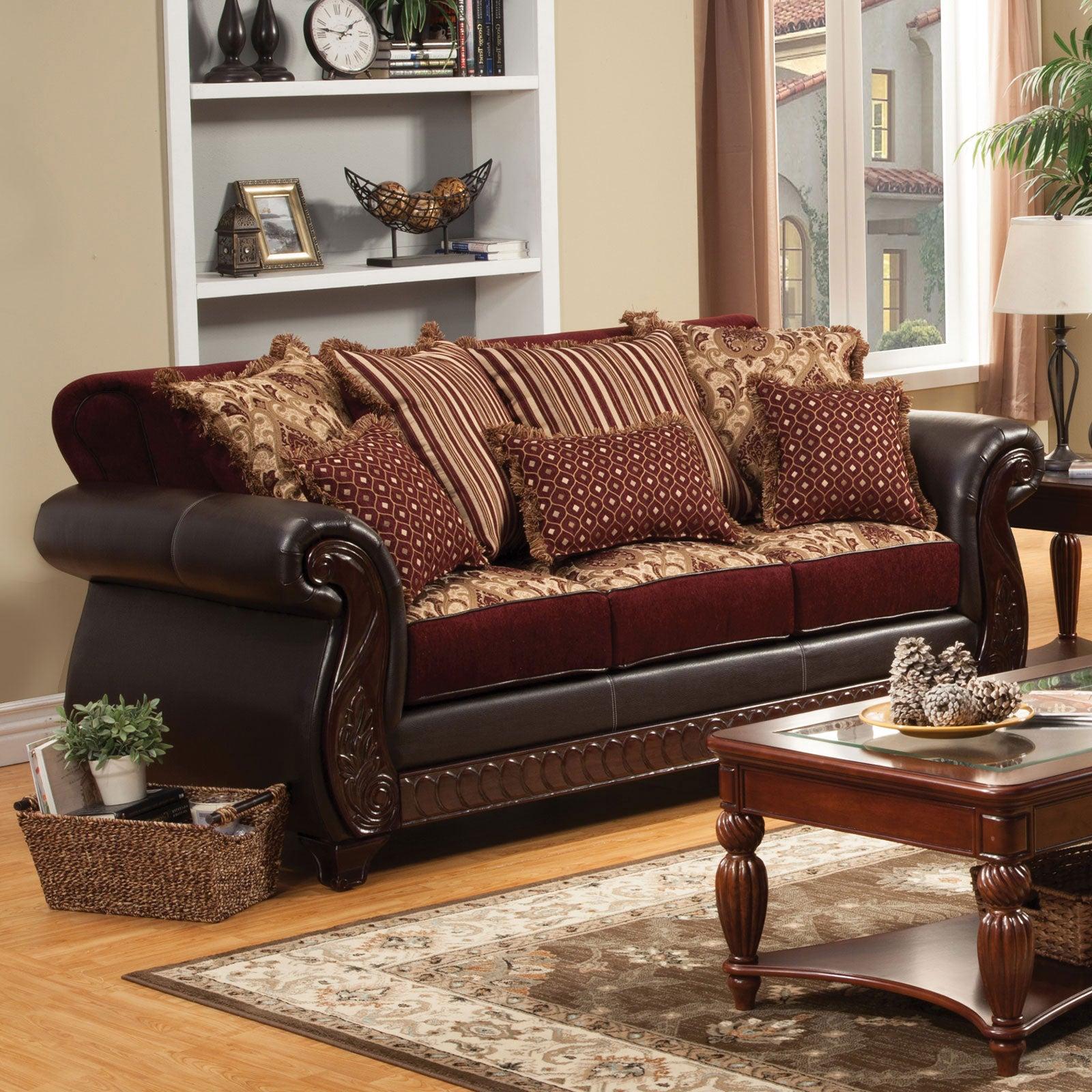 

    
Furniture of America SM6107N-3PC Franklin Sofa Loveseat and Chair Set Burgundy SM6107N-3PC
