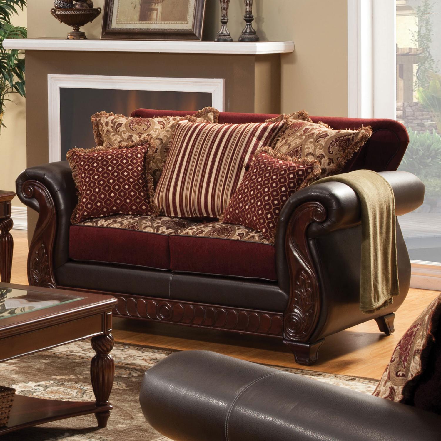 

                    
Furniture of America SM6107N-3PC Franklin Sofa Loveseat and Chair Set Burgundy Leatherette Purchase 
