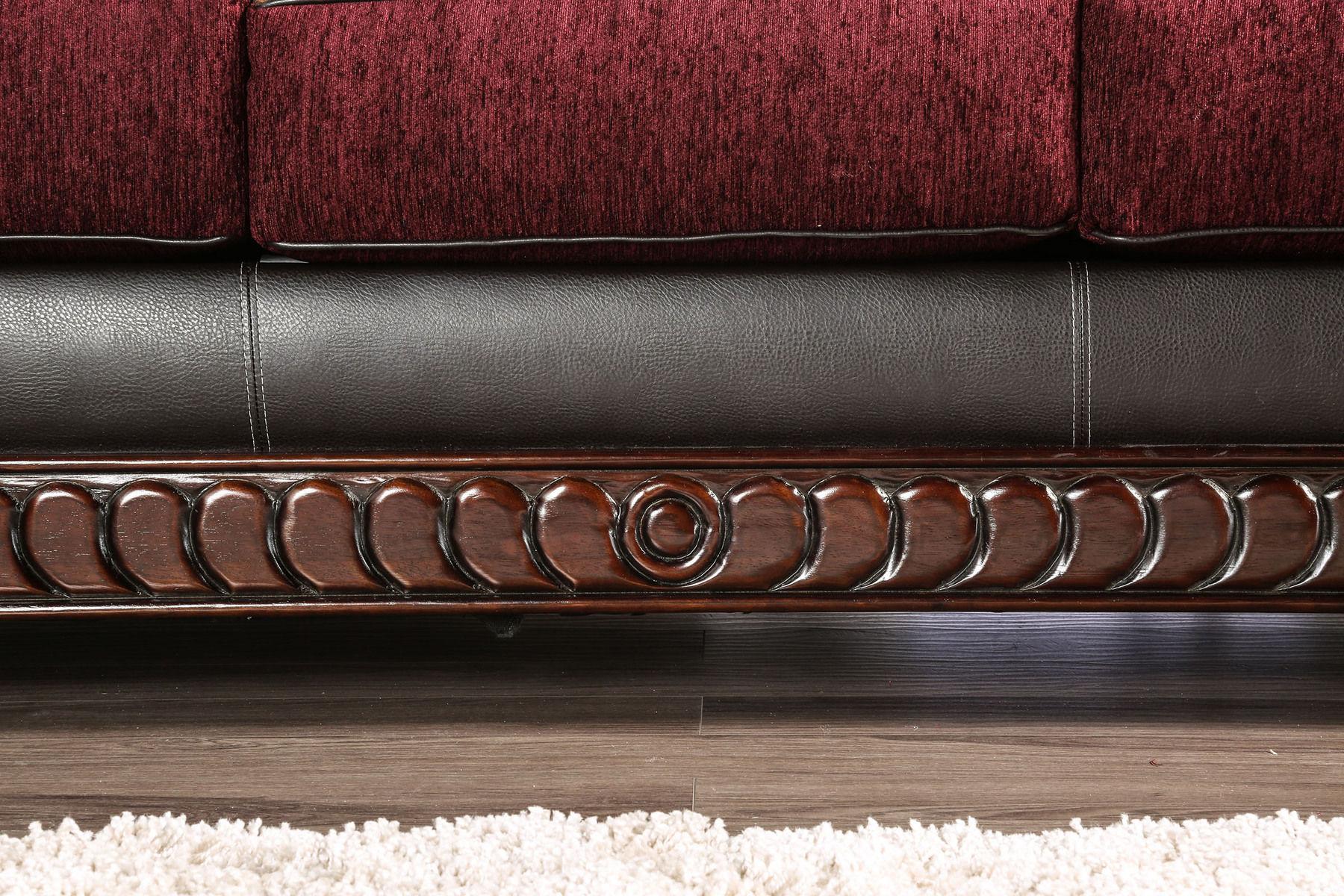 

    
SM6107N-3PC Traditional Burgundy & Espresso Leatherette Living Room Set 3pcs Furniture of America Franklin
