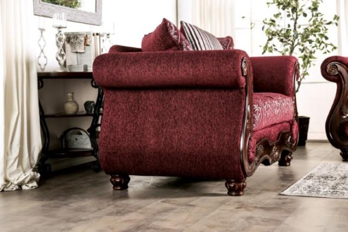 

    
Traditional Burgundy Solid Wood Loveseat Furniture of America Sassari SM6447-LV-L

