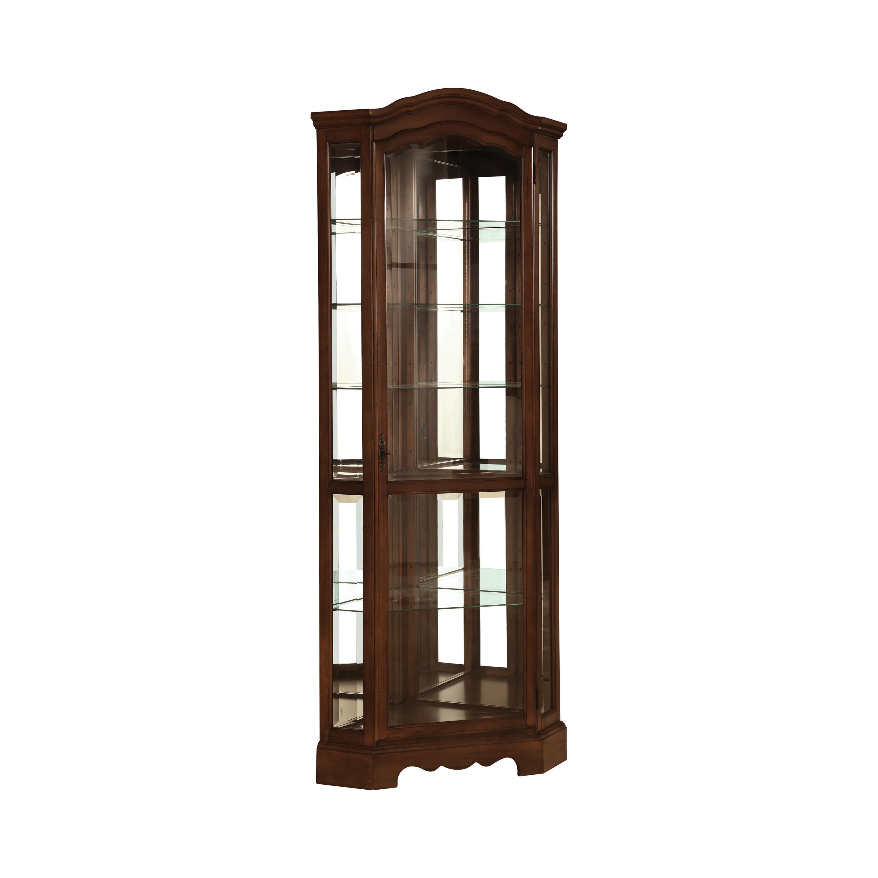 

    
Traditional Burnished Brown Poplar & Tempered Glass Curio Cabinet Coaster 950175
