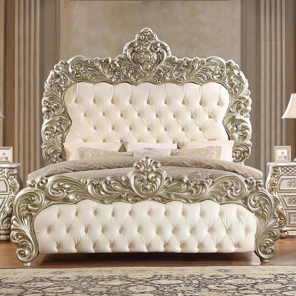 

    
Traditional Champagne Wood King Bed Set 3Pcs Homey Design HD-8011
