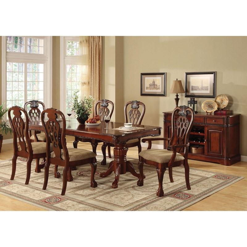 

    
Traditional Cherry & Beige Solid Wood Dining Room Set 5pcs Furniture of America Georgetown
