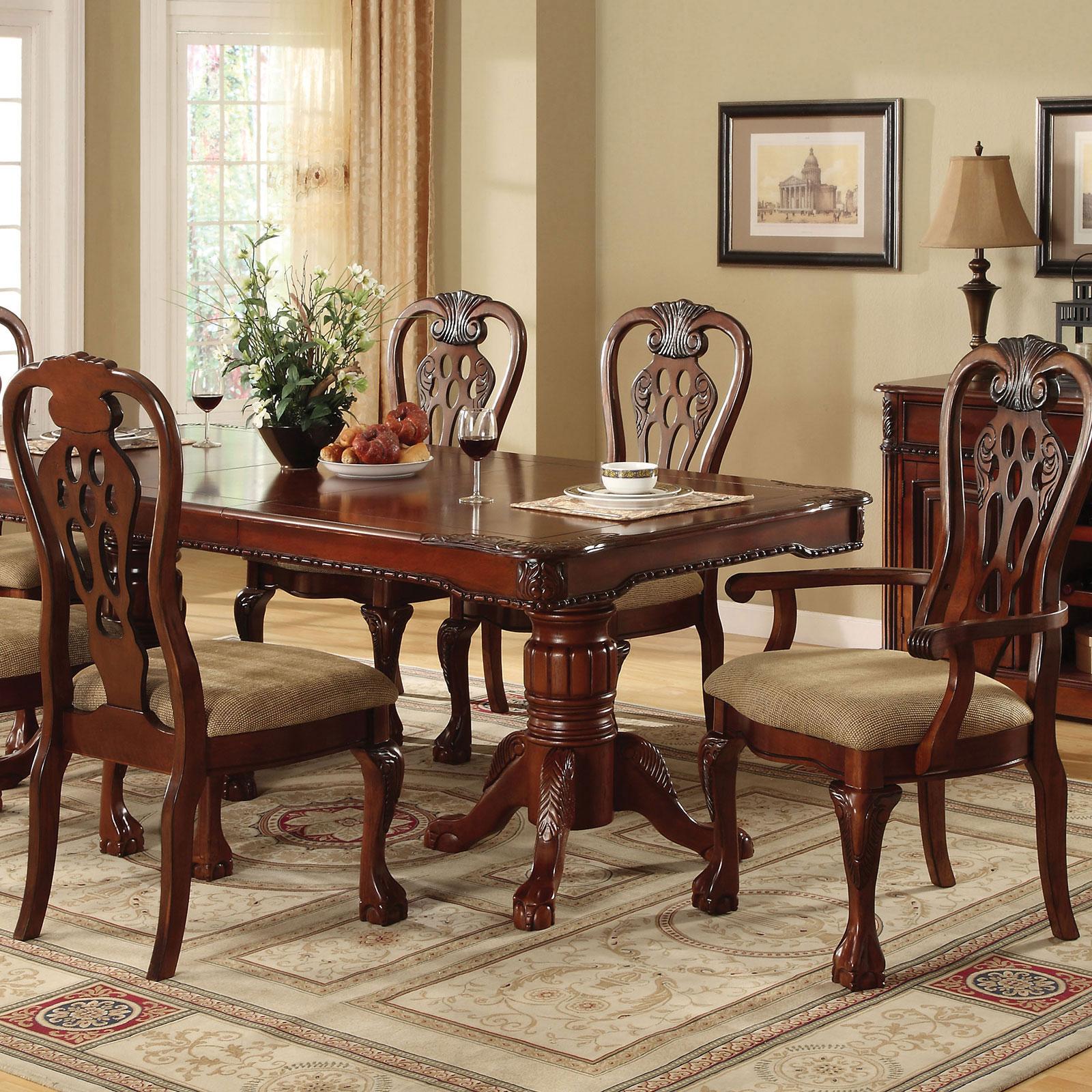 

    
Traditional Cherry & Beige Solid Wood Dining Room Set 7pcs Furniture of America Georgetown

