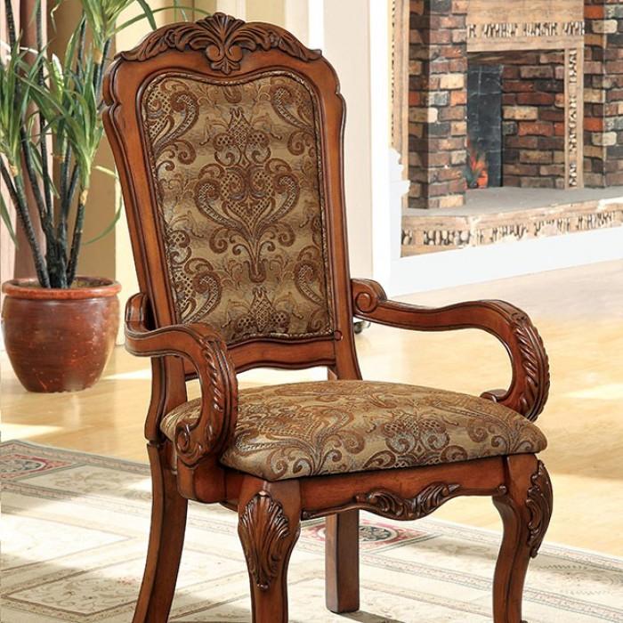 Traditional Dining Chair Set CM3557AC-2PK Medieve CM3557AC-2PK in Dark Oak Fabric