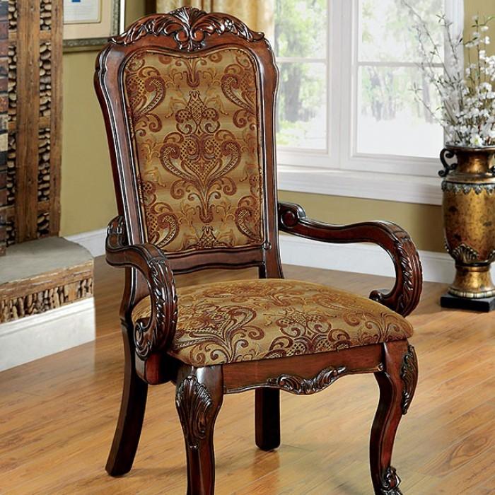 Traditional Dining Chair Set CM3557CH-AC-2PK Medieve CM3557CH-AC-2PK in Cherry Fabric